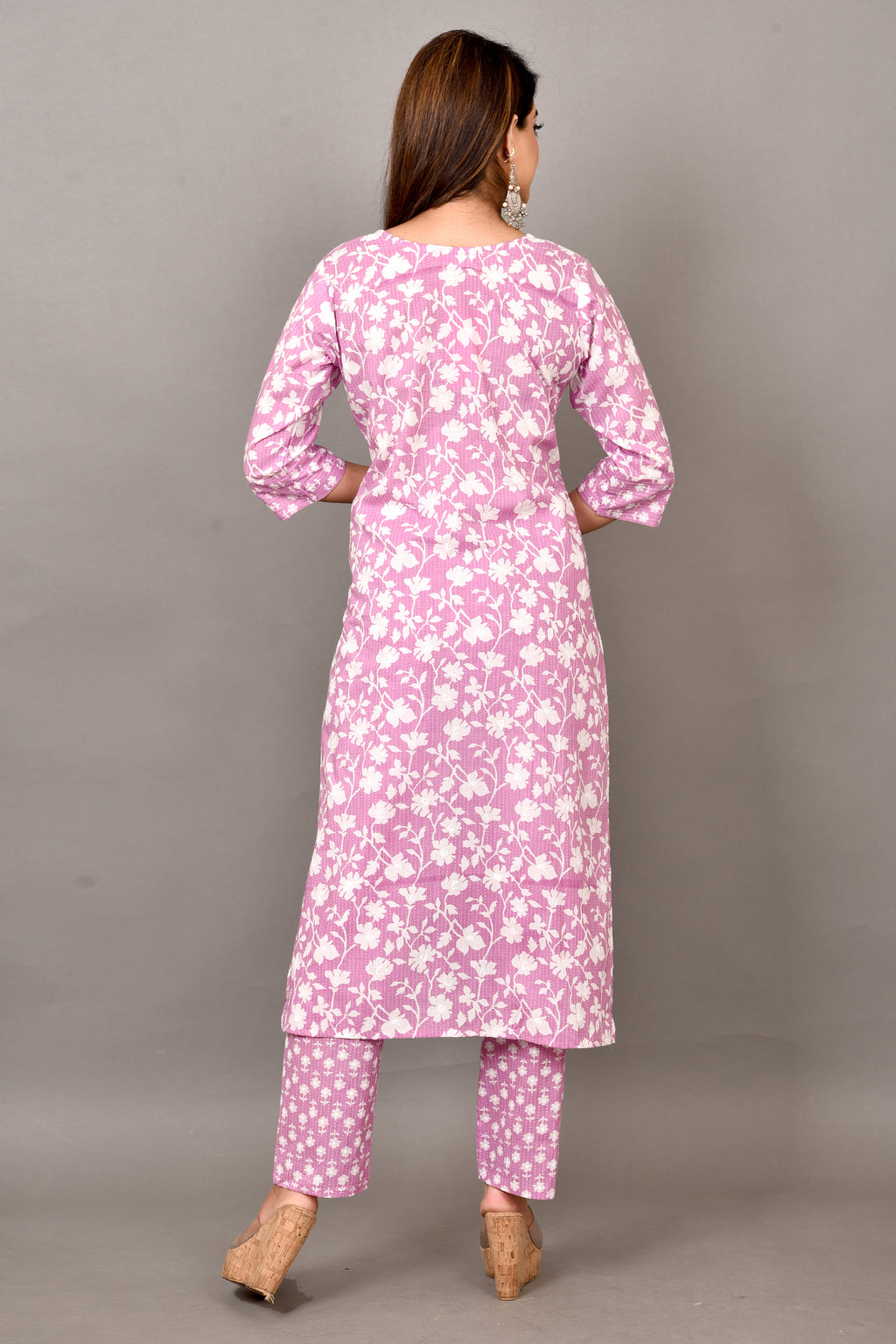 Lilac Mix & Match Floral Print Kurta With Pant