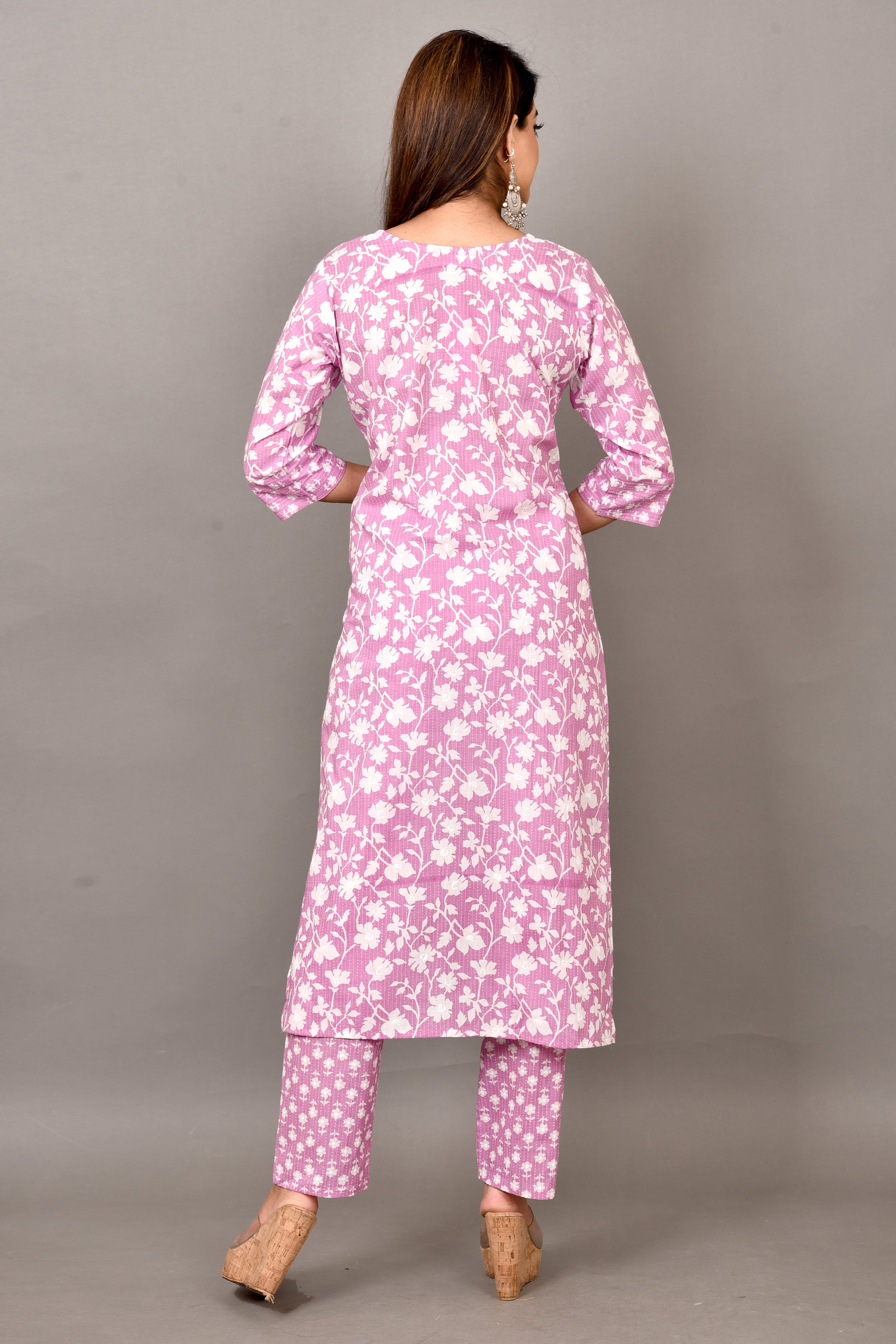Lilac Mix & Match Floral Print Kurta With Pant