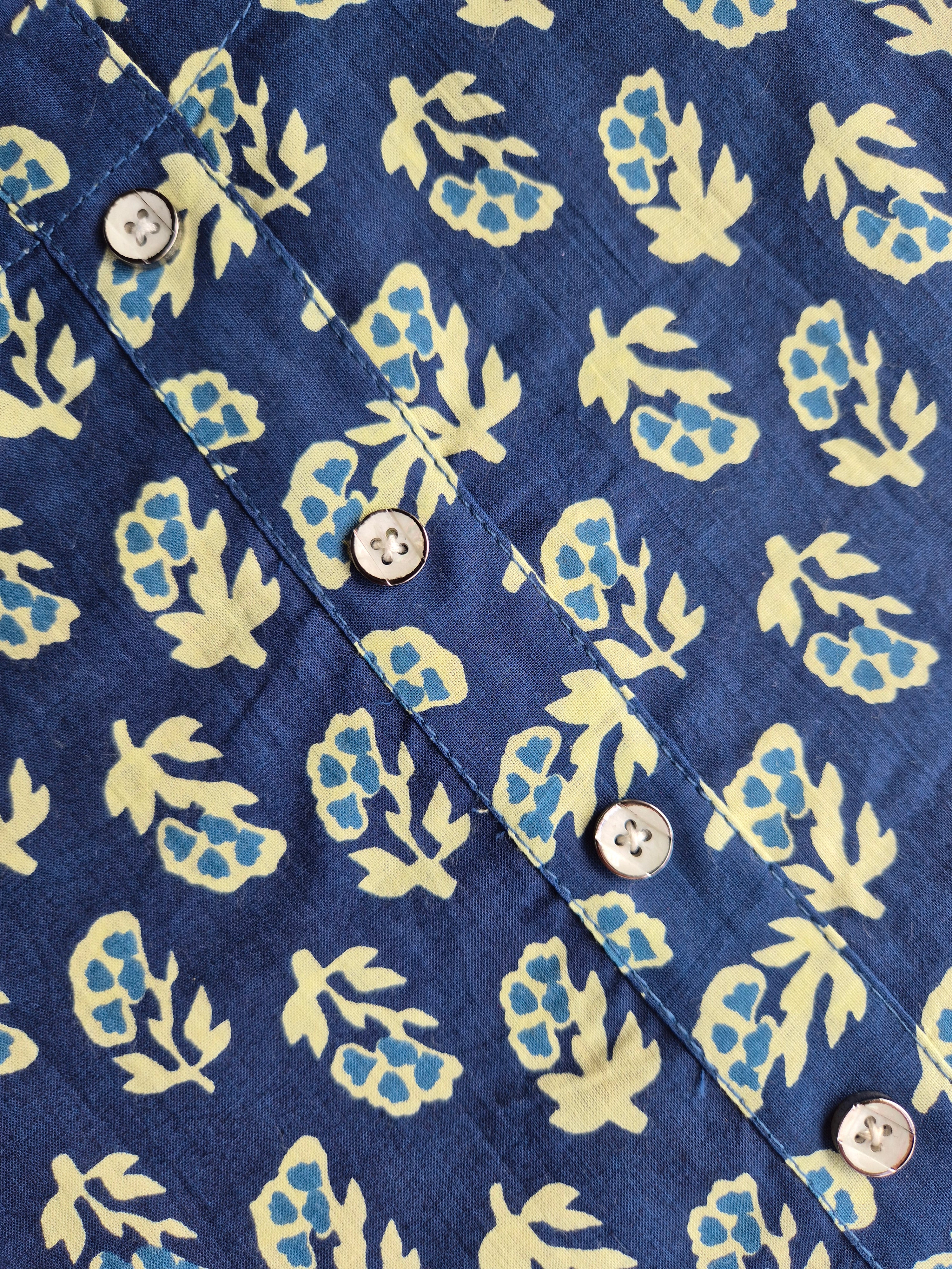 Navy Blue Floral Print Straight Kurta