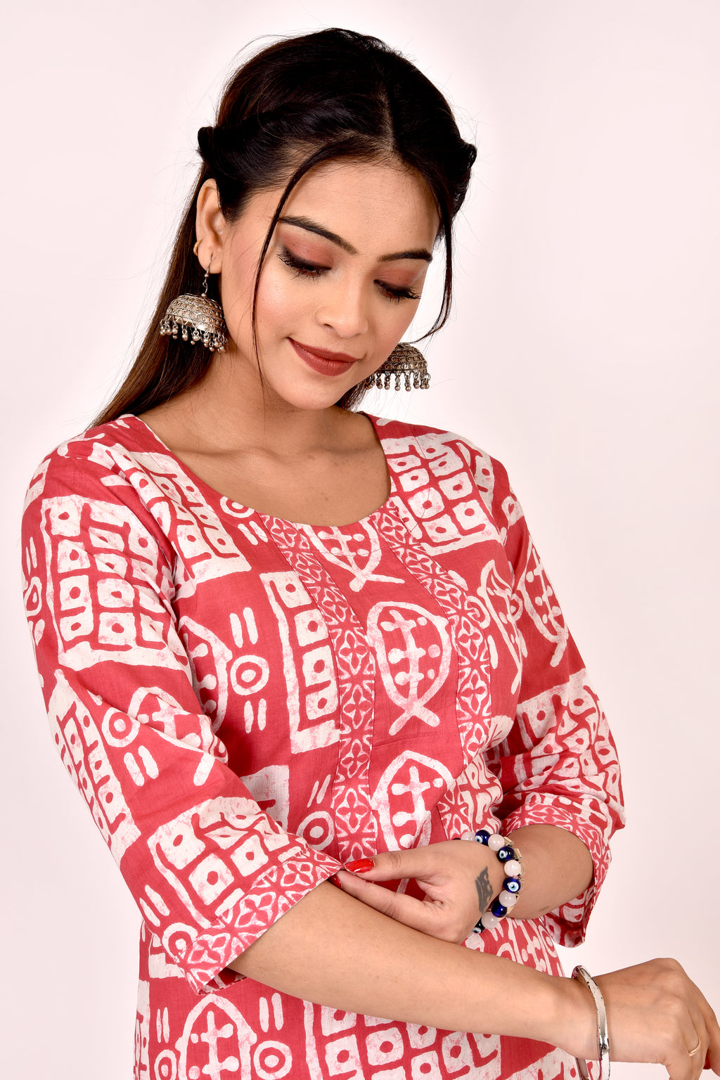Blush Pink Fish Print Kurta With Pant