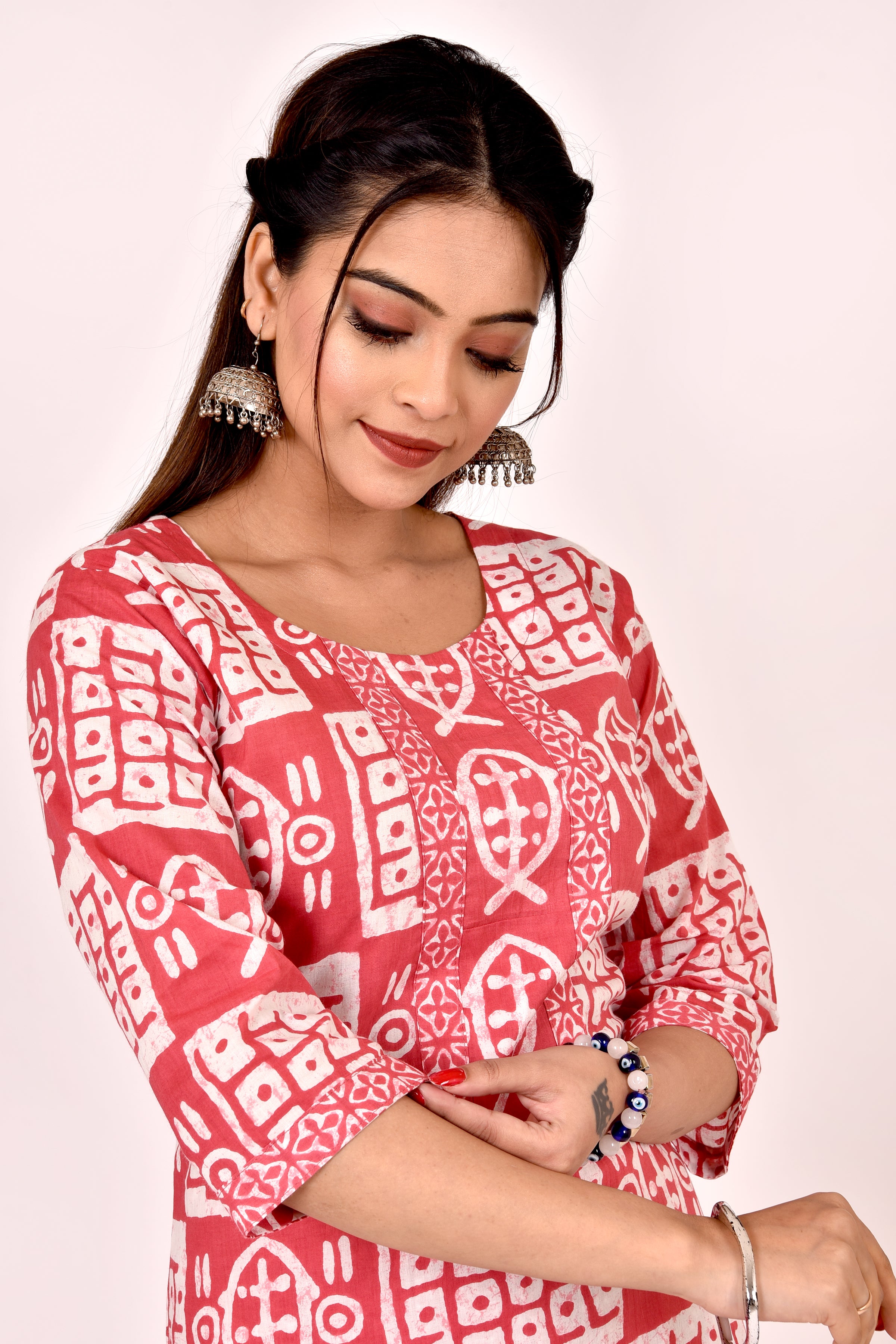 Blush Pink Fish Print Kurta With Pant