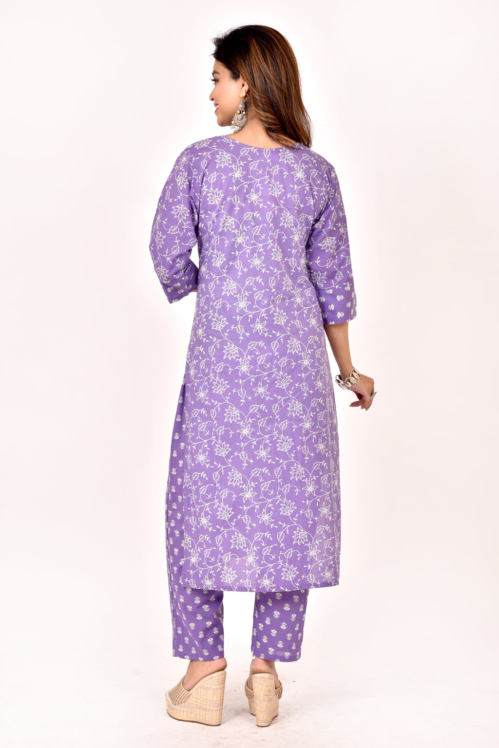 Lavender Mix & Match Floral Print Kurta With Pant
