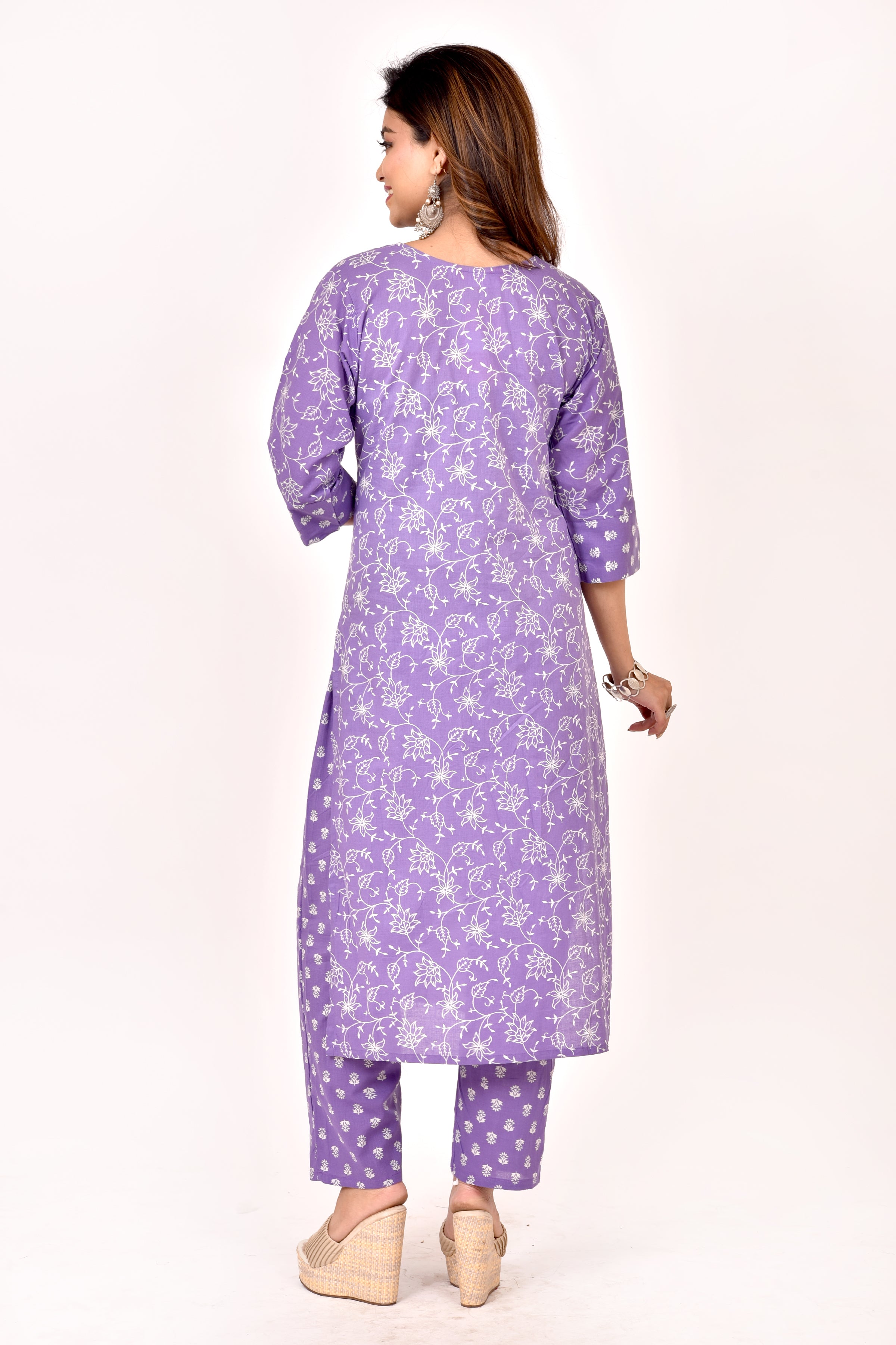 Lavender Mix & Match Floral Print Kurta With Pant