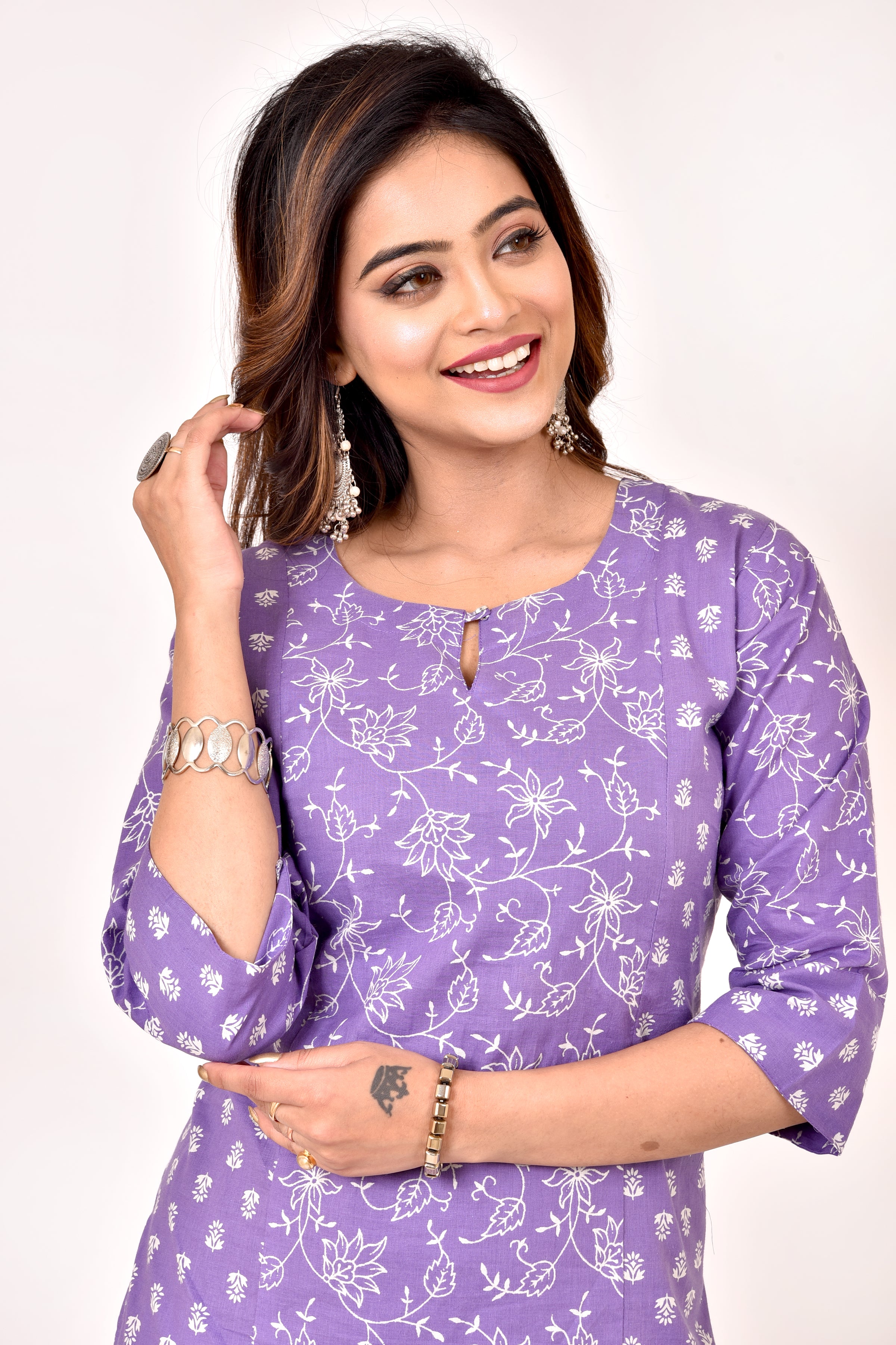 Lavender Mix & Match Floral Print Kurta With Pant