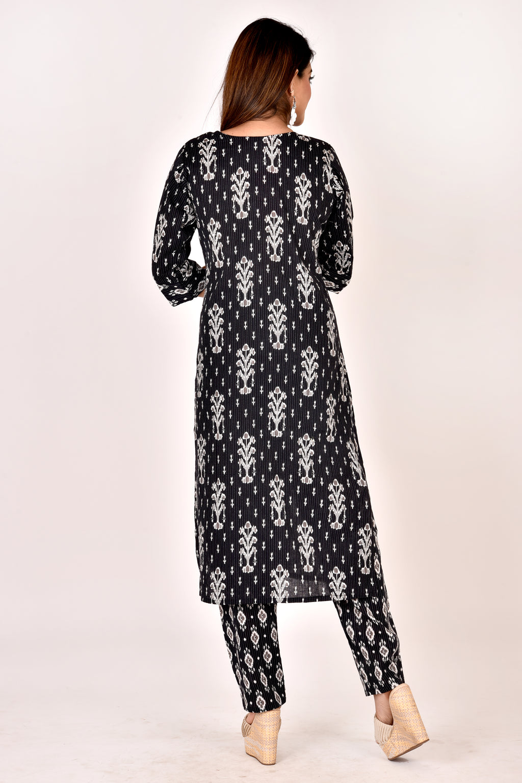 Black Mix & Match Floral Print Kurta With Pant