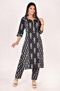 Black Mix & Match Floral Print Kurta With Pant