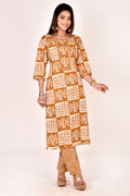 Mustard Yellow Fish Print Kurta With Pant