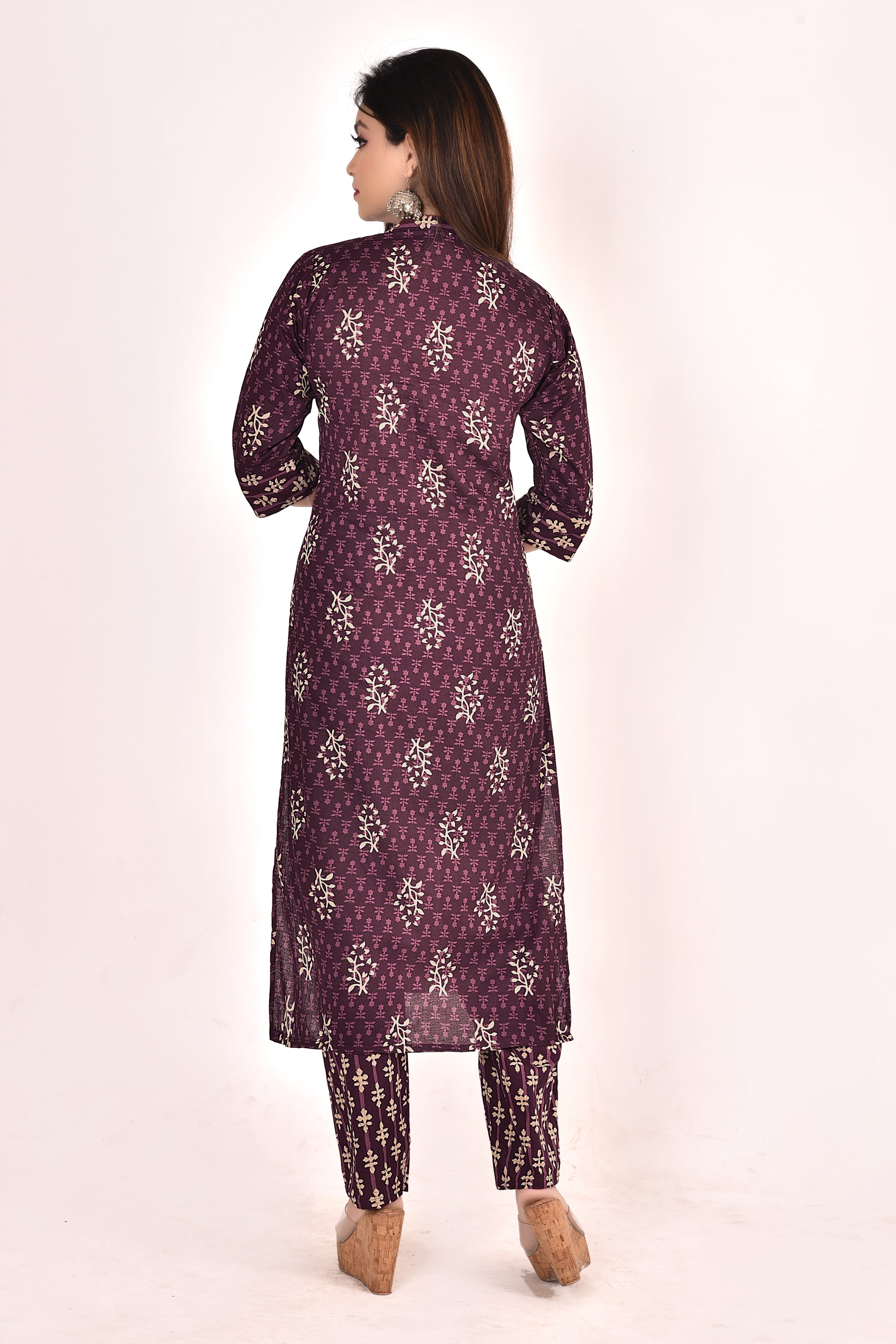 Mulberry Purple  Mix & Match Floral Print Kurta With Pant