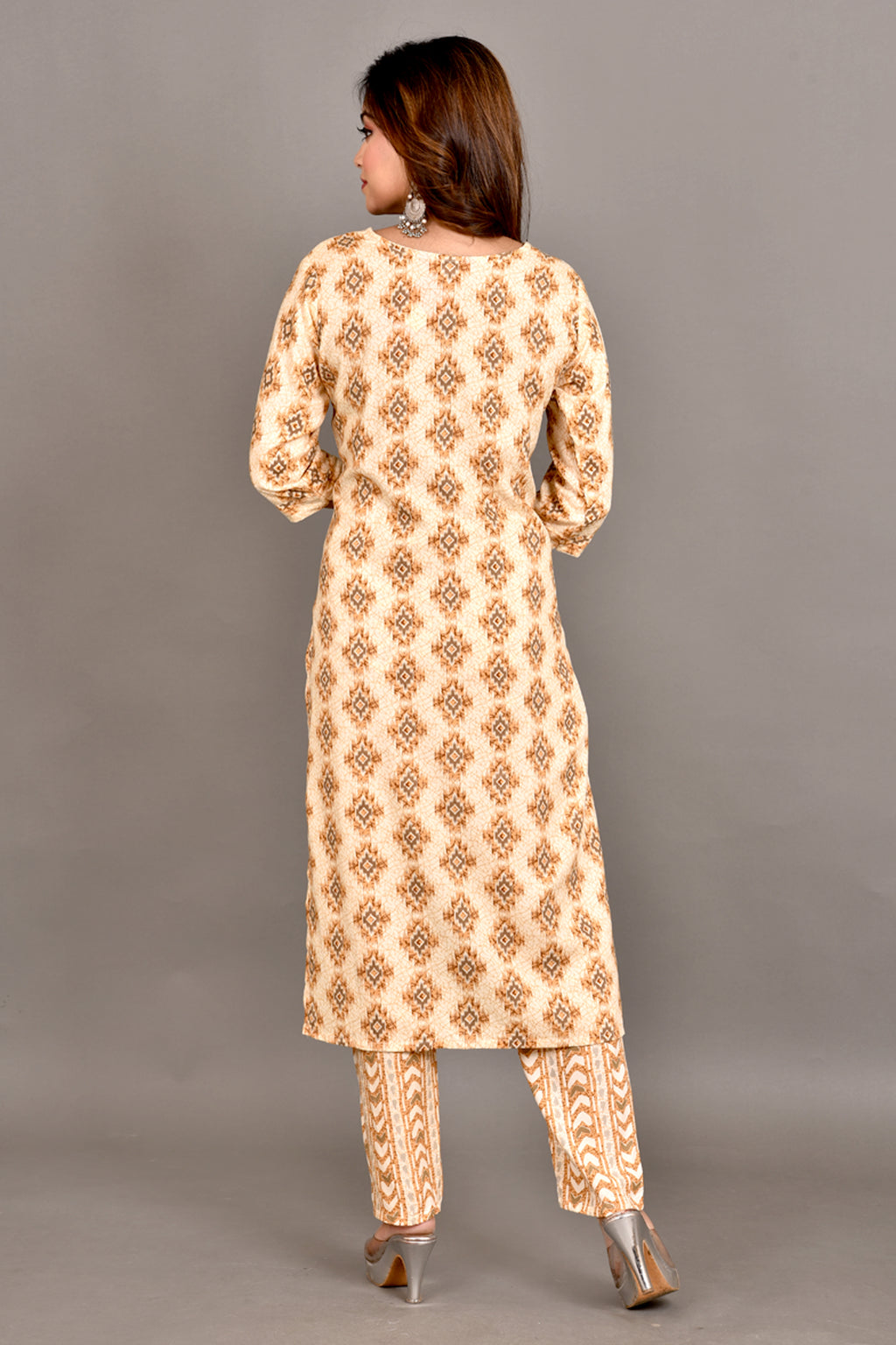 Yellow Geometric Print Kurta With Pant