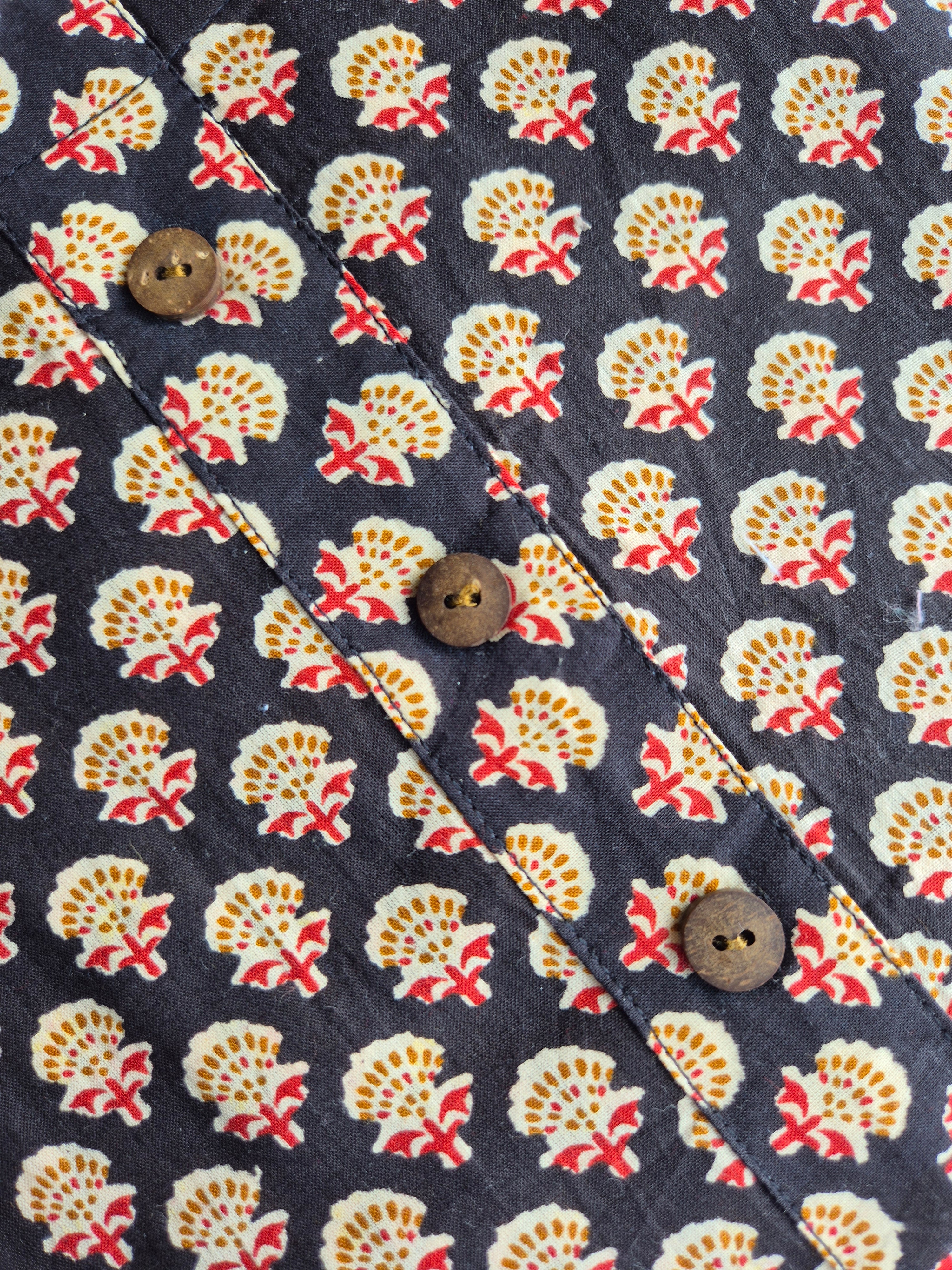 Black Floral Print Straight Kurta