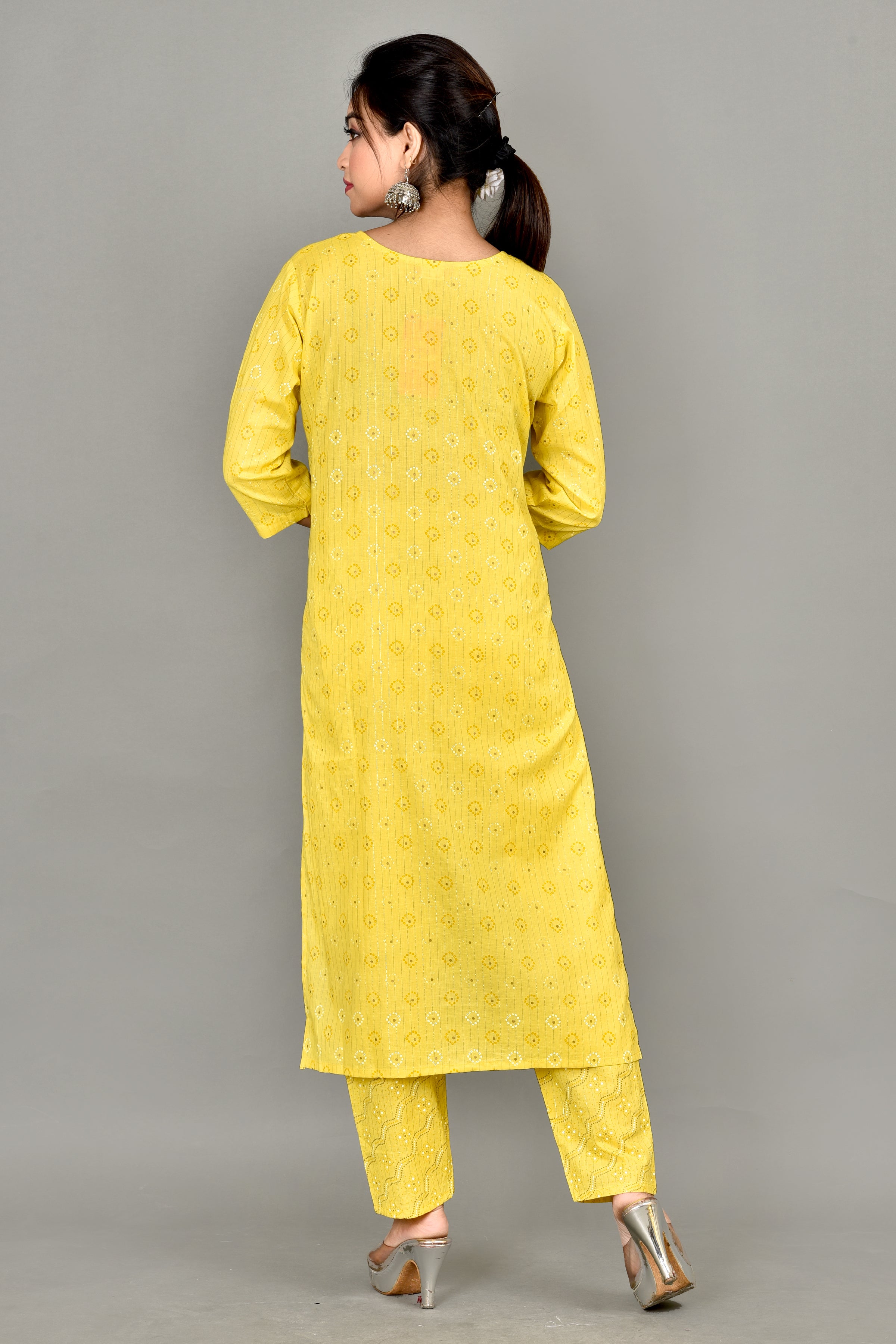 Yellow Bandhani Print Kurta With Pant