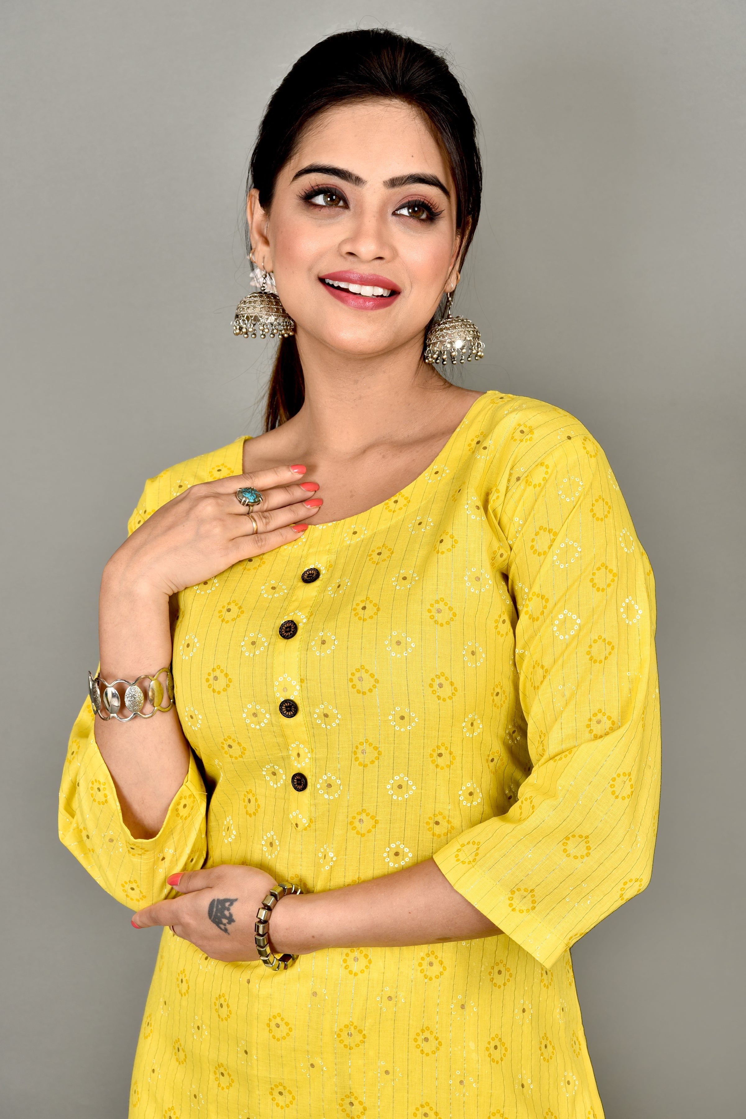 Yellow Bandhani Print Kurta With Pant