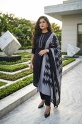 Black Embroidered Kurta With Pant & Dupatta
