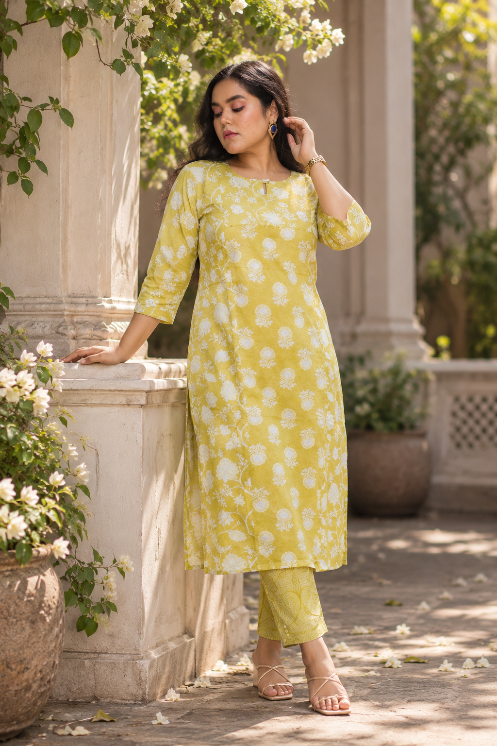 Light Green Mix & Match Floral Print Embroidered Kurta With Pant