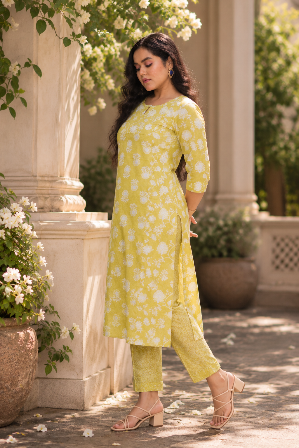 Light Green Mix & Match Floral Print Embroidered Kurta With Pant