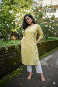 Lime Green Mix-Match Embroidered Kurta