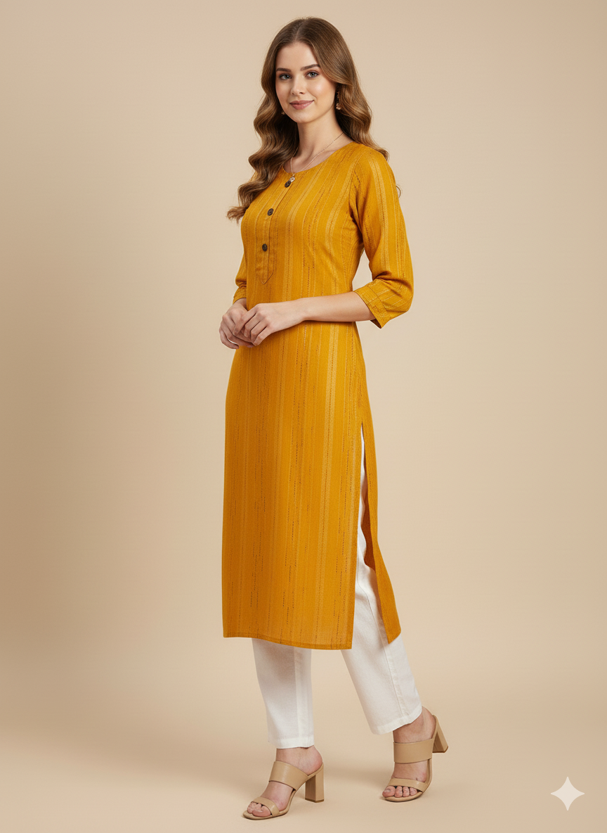 Yellow Self-Design Kurta