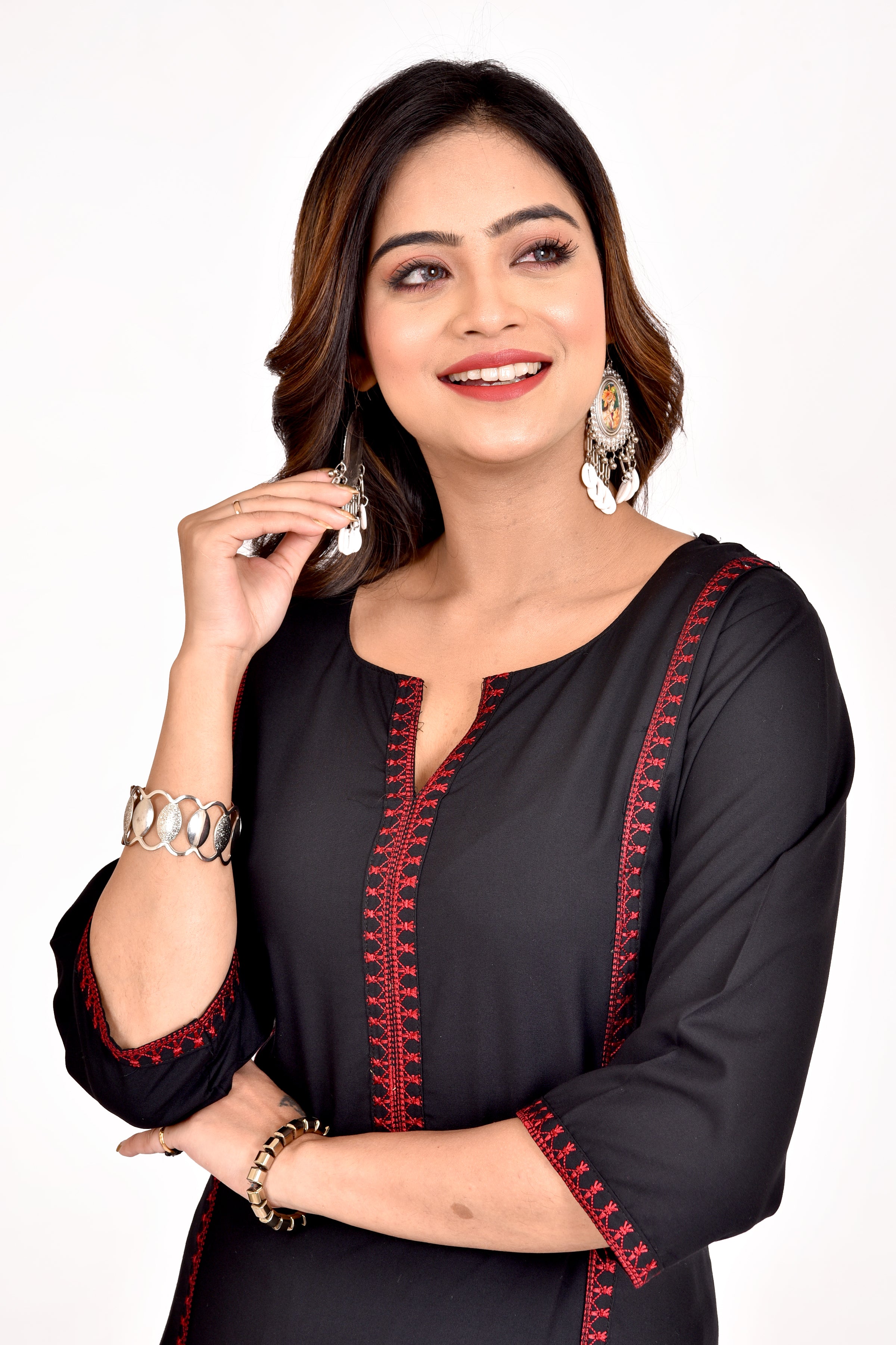 Black Embroidered Kurta With Pant