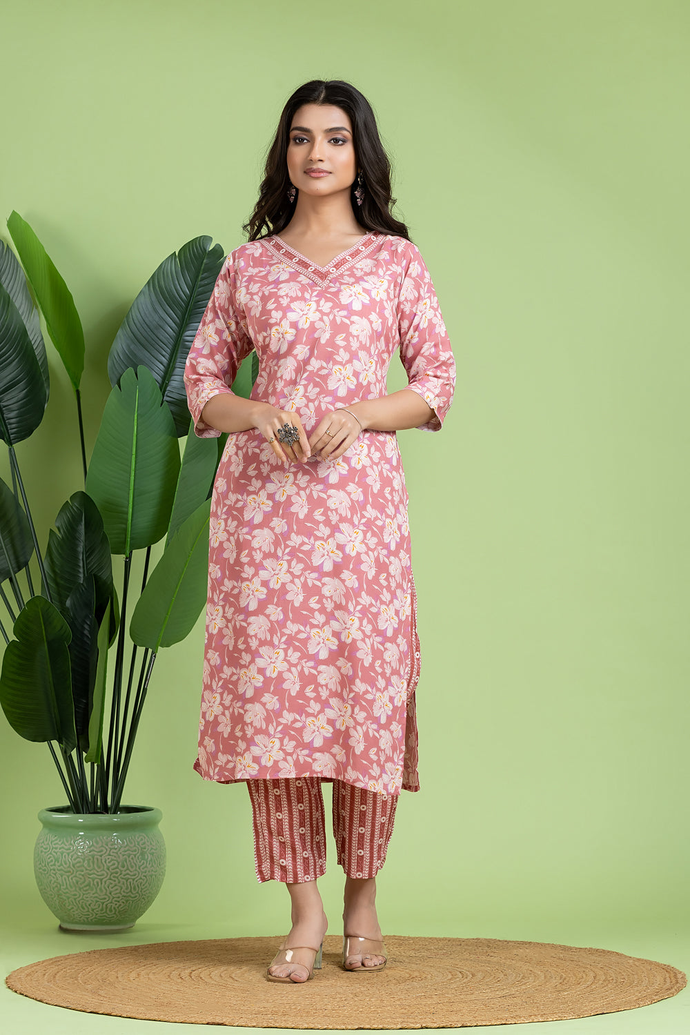 Dusty Pink Kurta With Pant & Dupatta