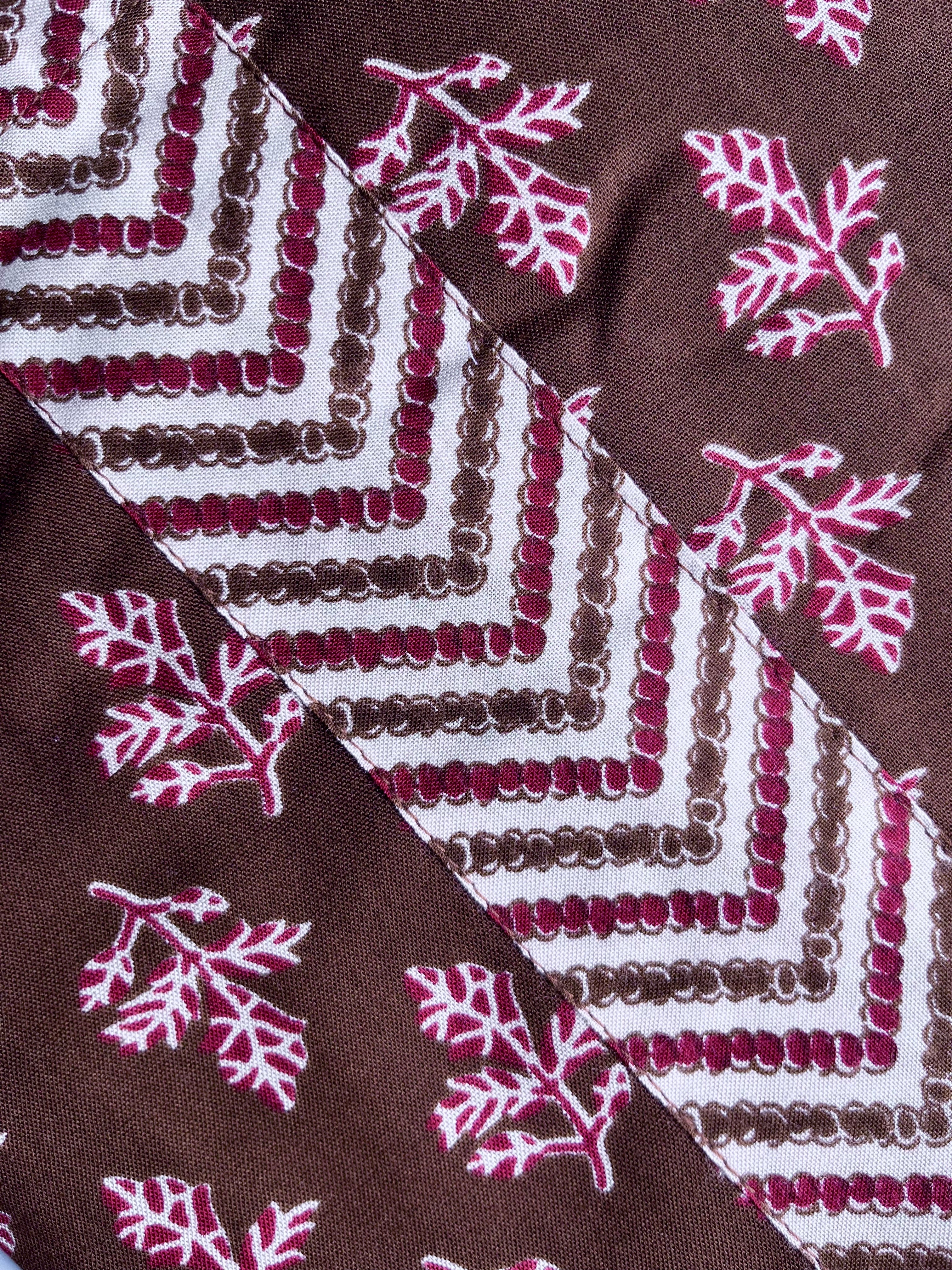 Brown Leaf Print Kurta With Pant