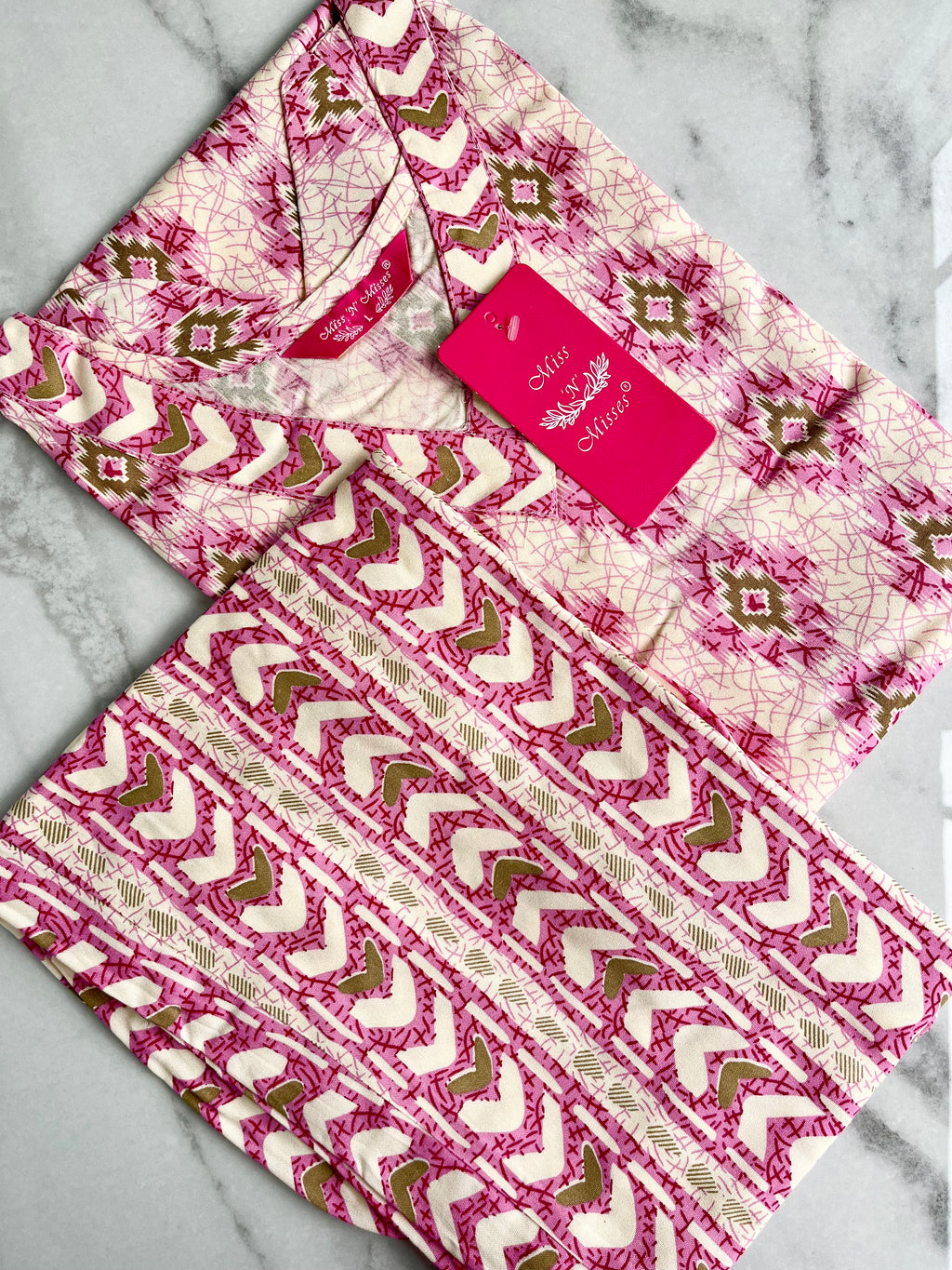 Pink Geometric Print Kurta With Pant