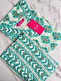 Aqua Blue Geometric Print Kurta With Pant