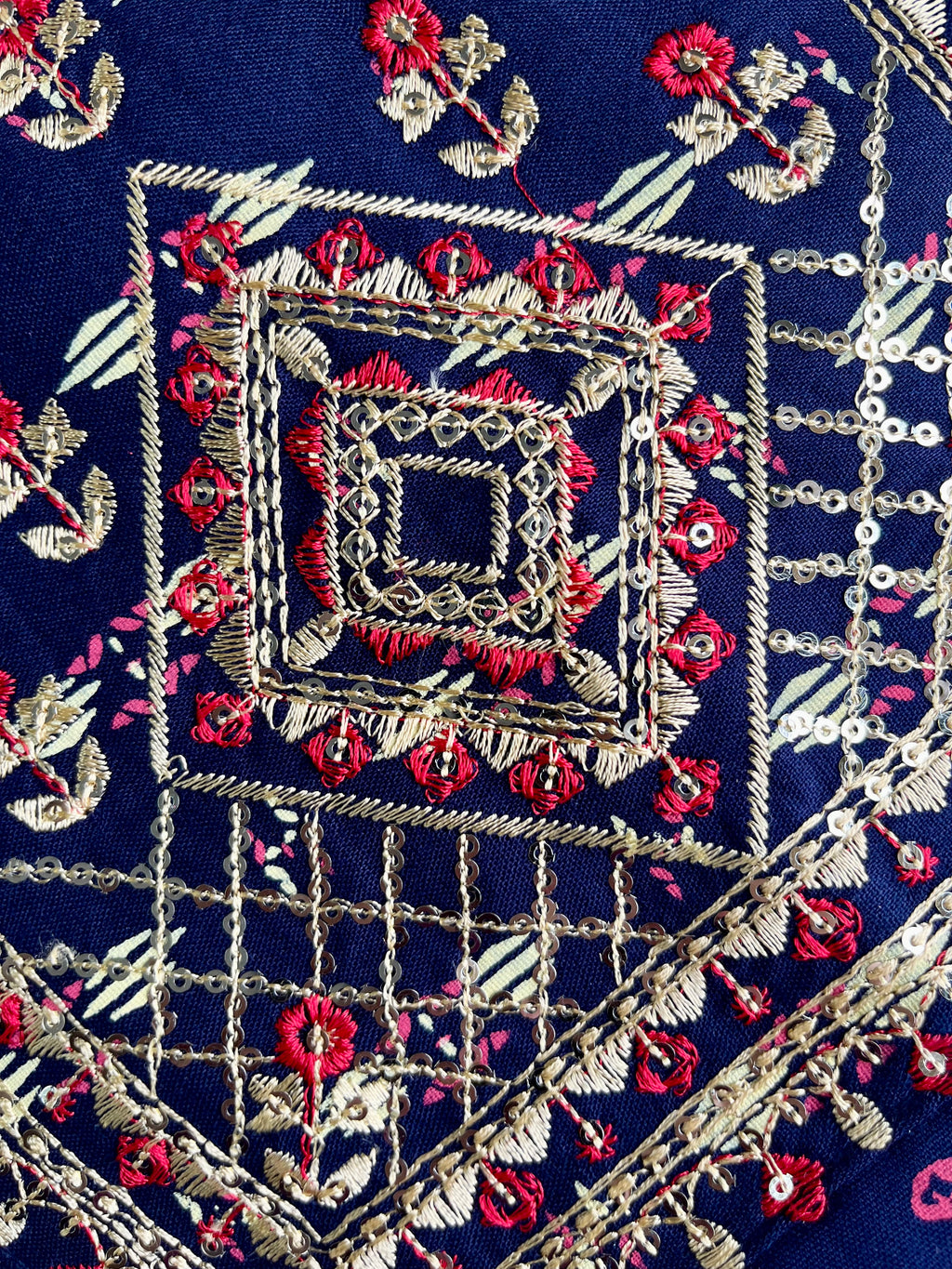 Navy Blue Embroidered Kurta With Pant