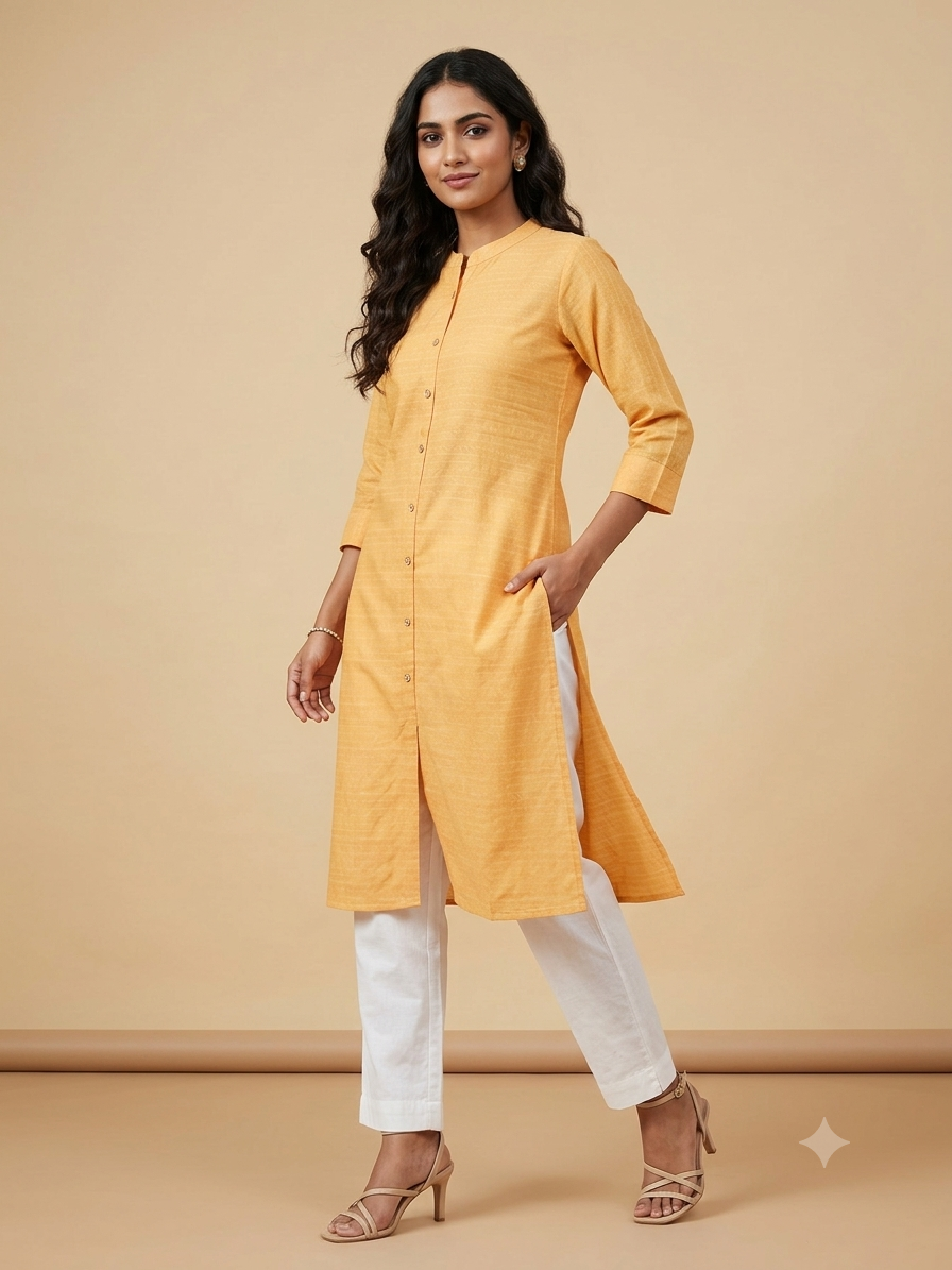 Yellow Self-Design Kurta