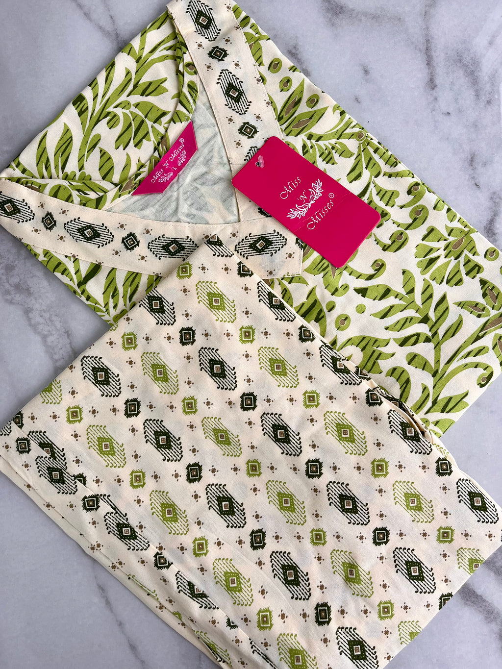 Green Floral Print Kurta With Pant