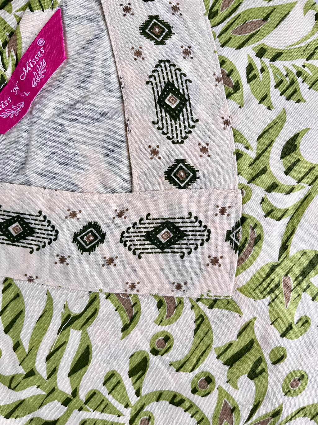 Green Floral Print Kurta With Pant