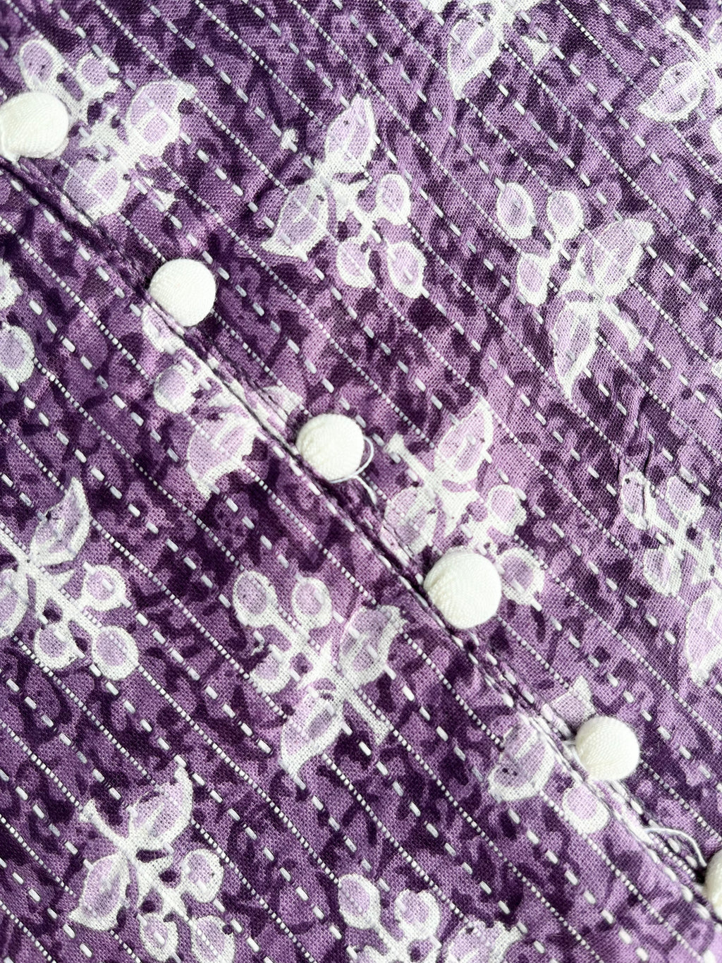 Purple Leaf Print Threadwork Kurta With Pant