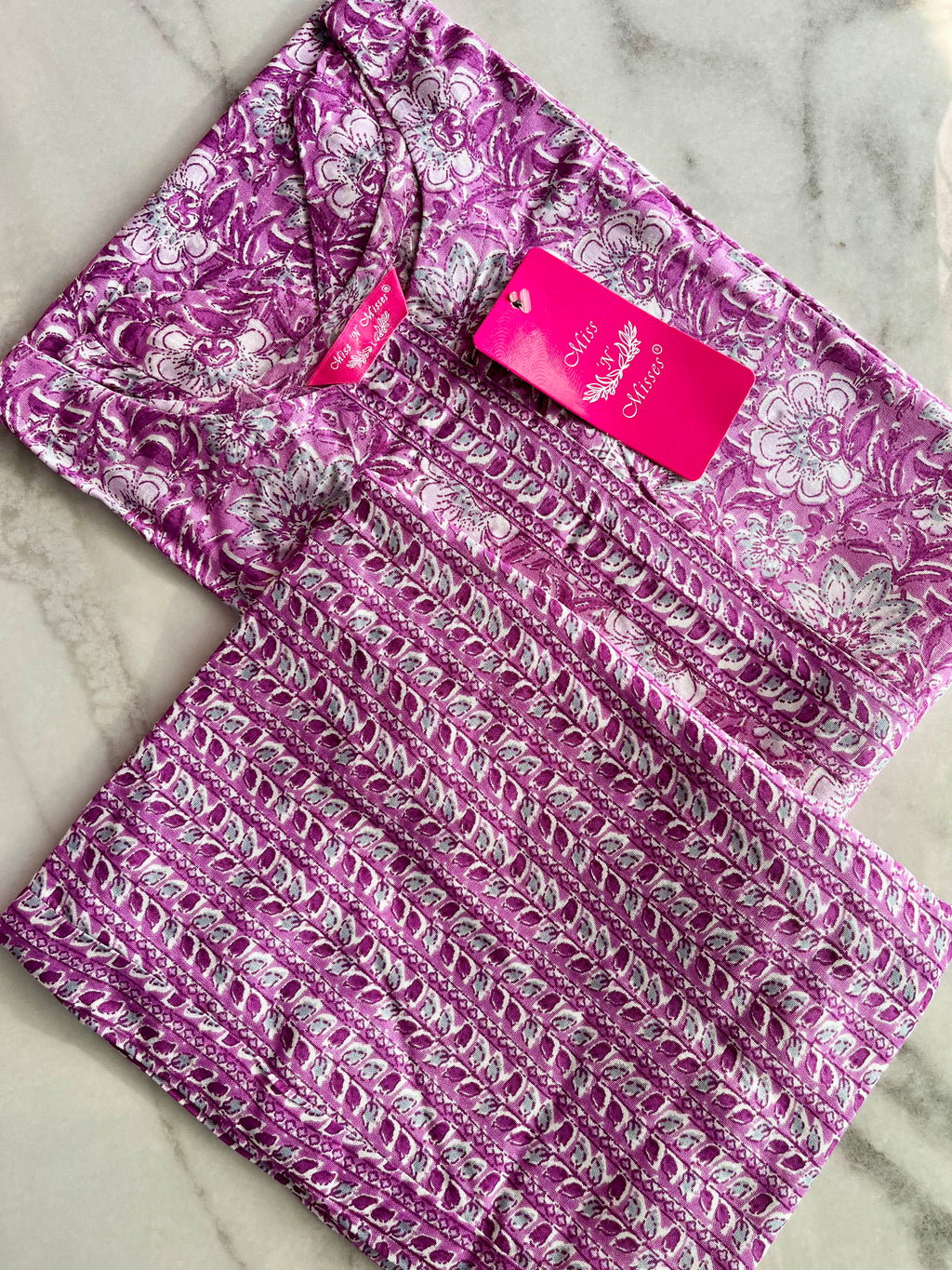 Purple Floral Print Kurta With Pant