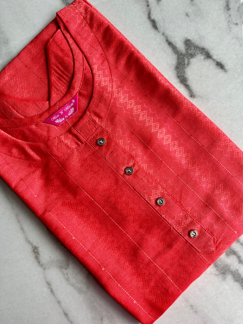 Vermilion Self-Design Kurta