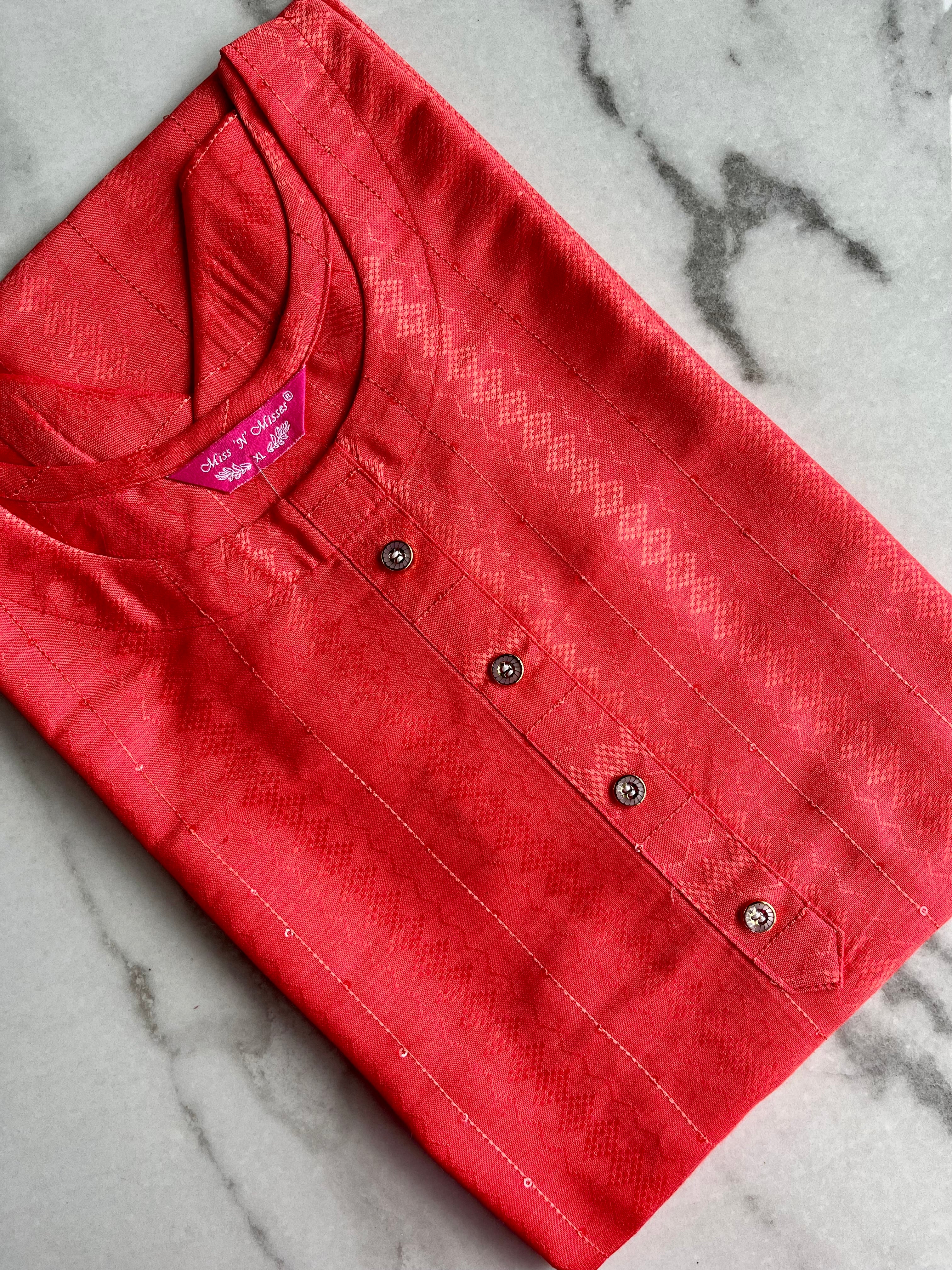 Vermilion Self-Design Kurta