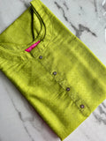 Lime Green Self-Design Kurta