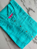 Aqua Blue Self-Design Kurta