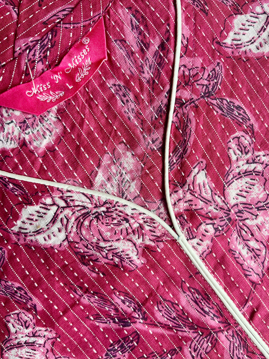 Maroon Floral Print Threadwork Straight Kurta