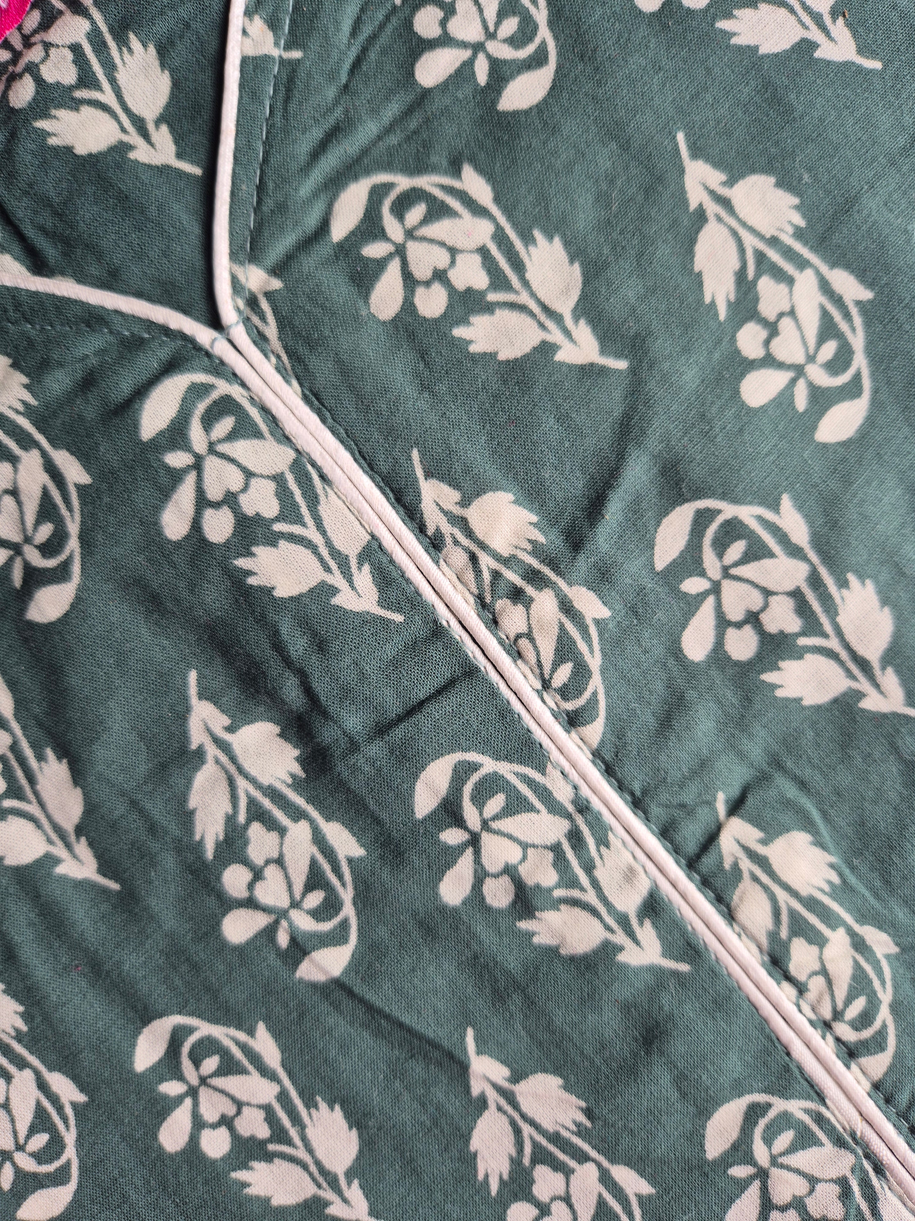 Green Floral Print Straight Kurta