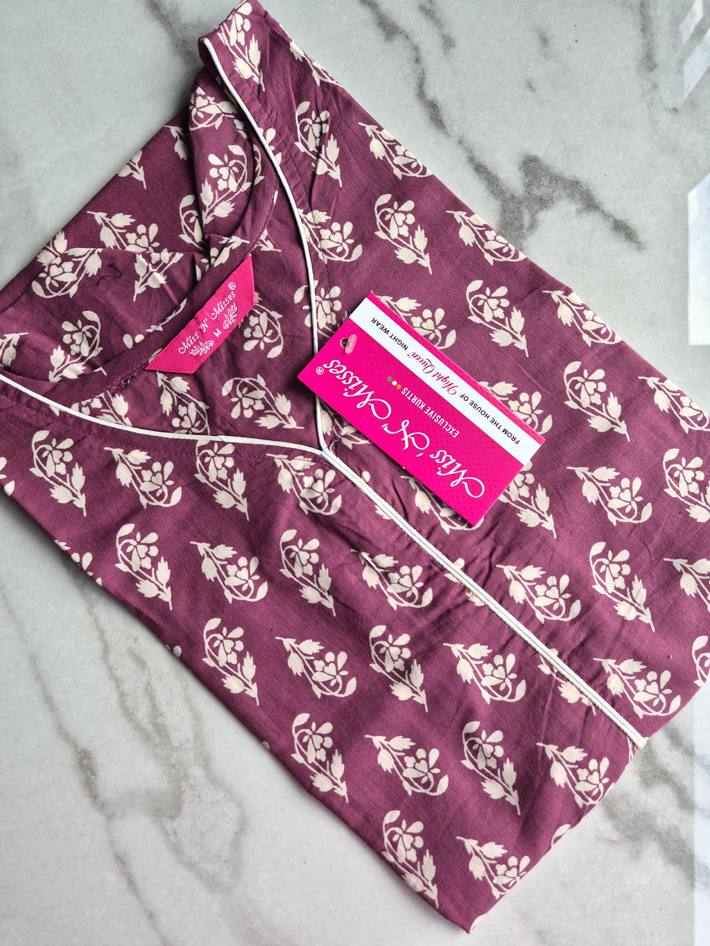 Mauve Floral Print Straight Kurta