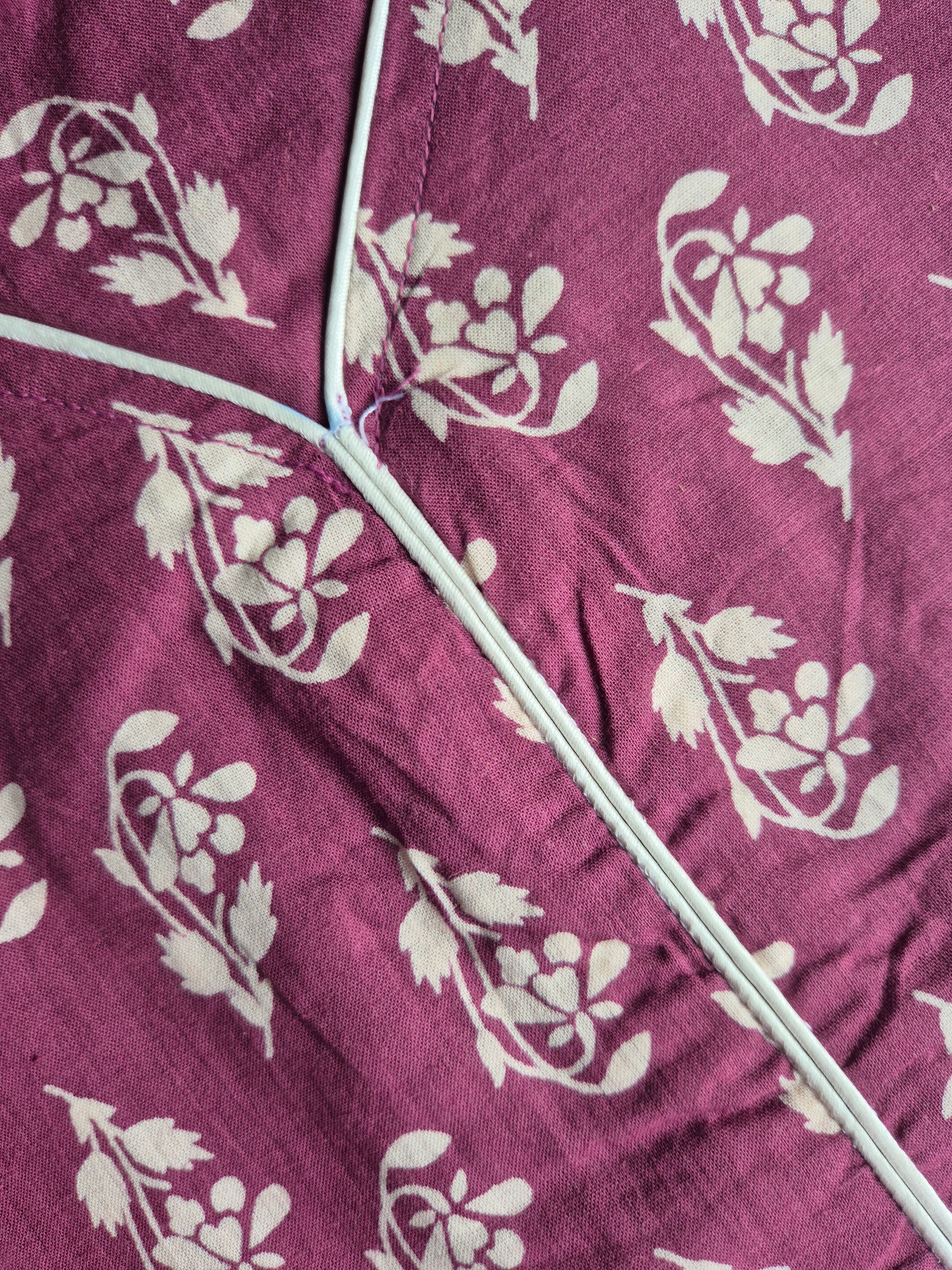 Mauve Floral Print Straight Kurta