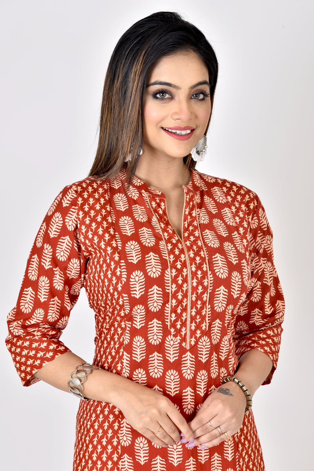 Maroon Mix & Match Floral Print Straight Kurta