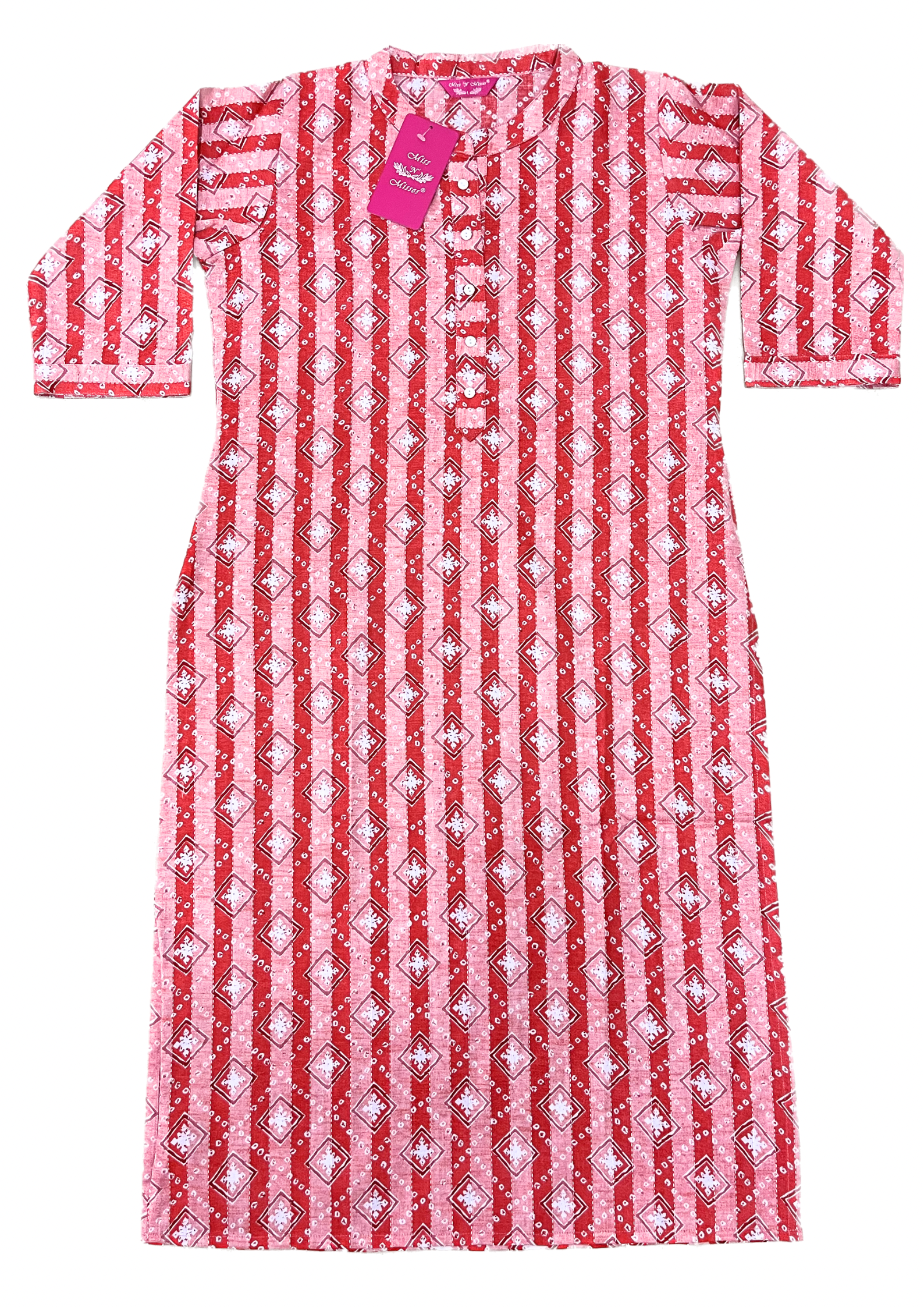 Orange Geometric Threadwork Straight Kurta