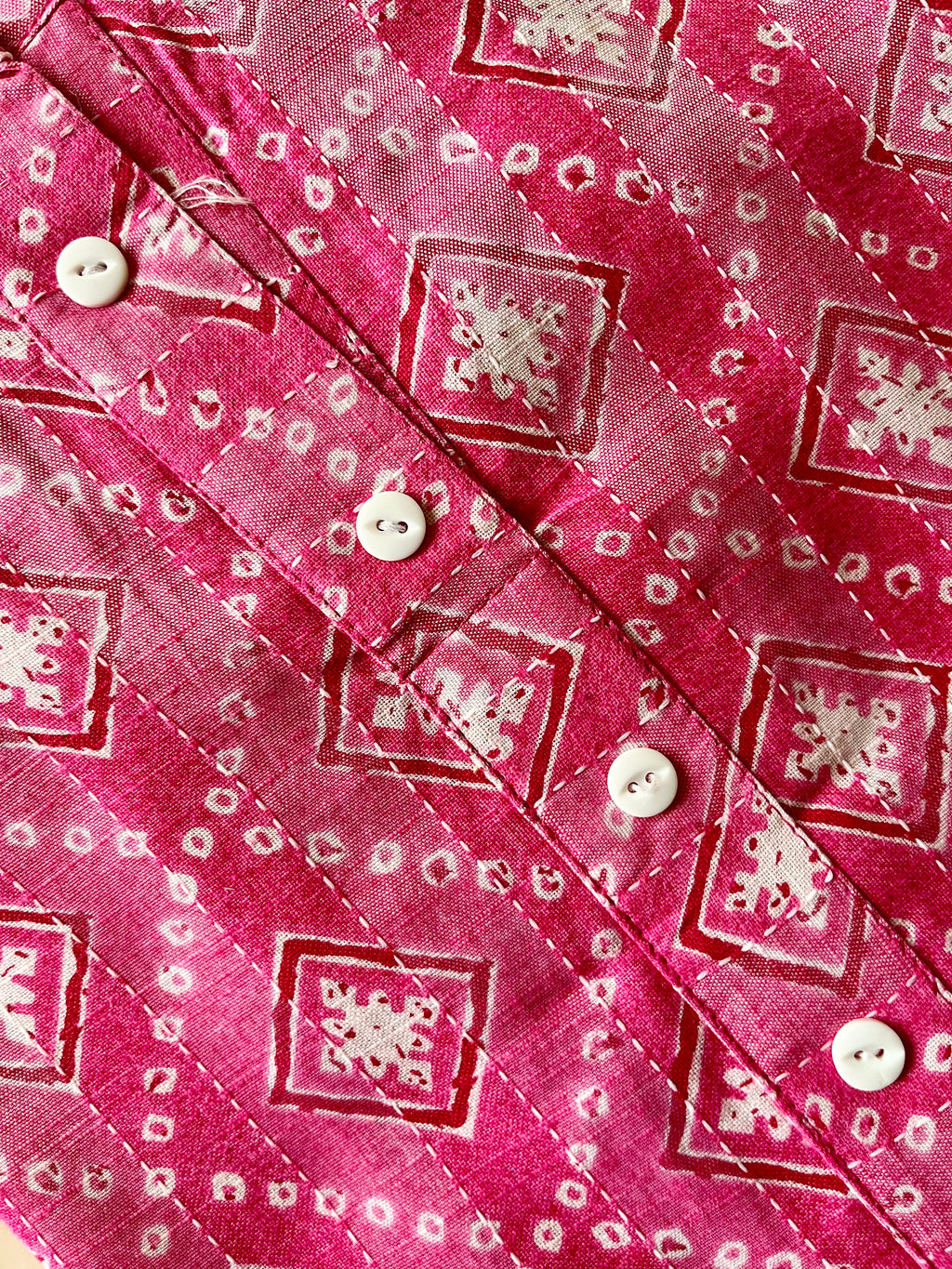 Pink Geometric Threadwork Straight Kurta
