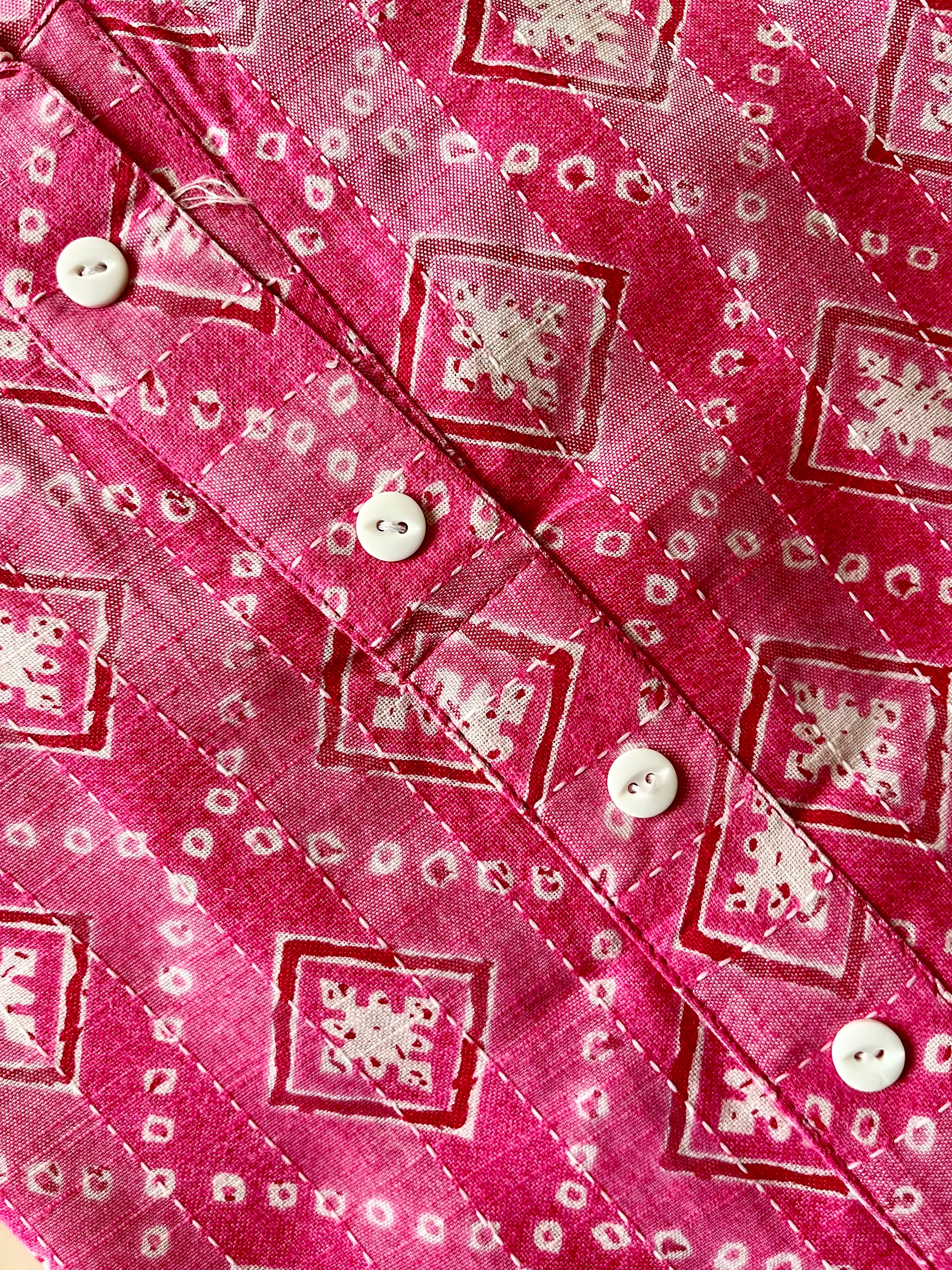 Pink Geometric Threadwork Straight Kurta