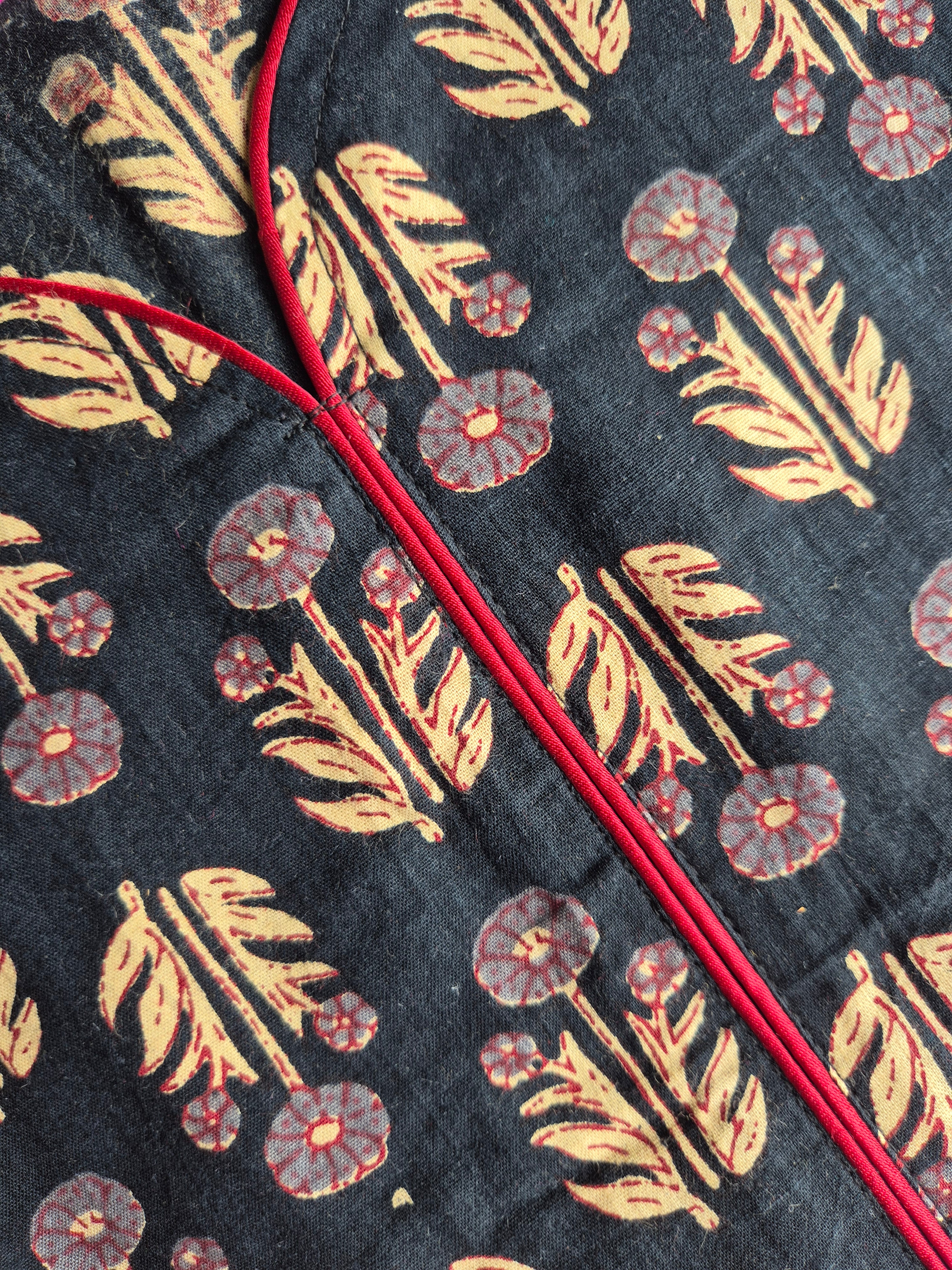 Black Floral Print Straight Kurta