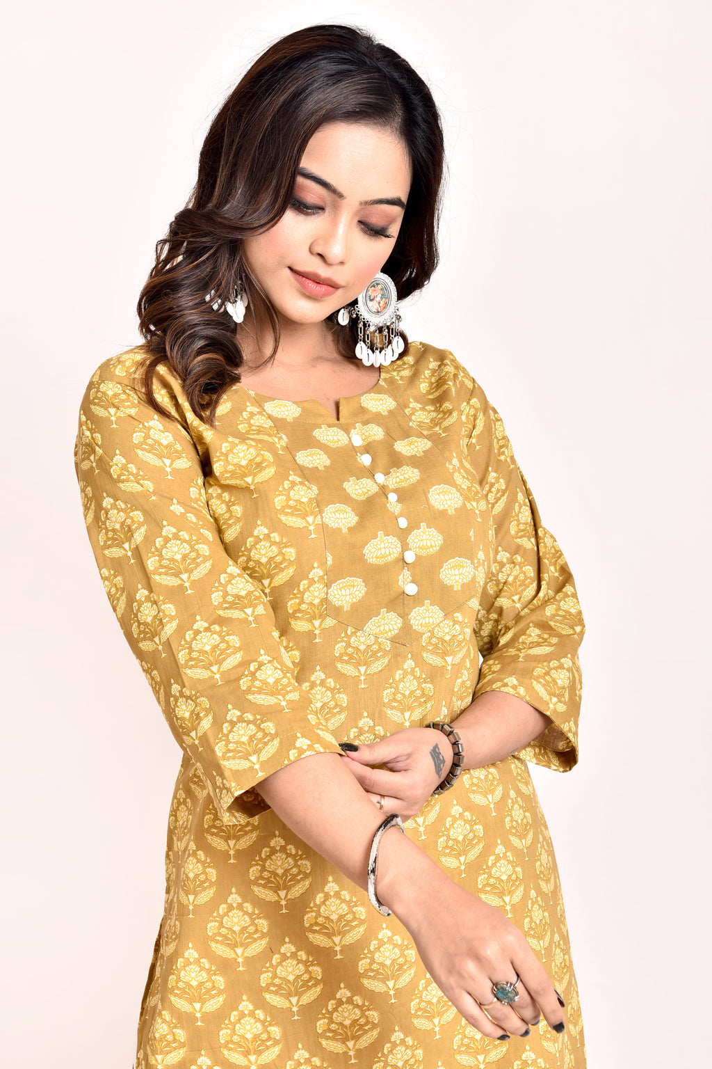 Mehendi Green Floral Print Kurta