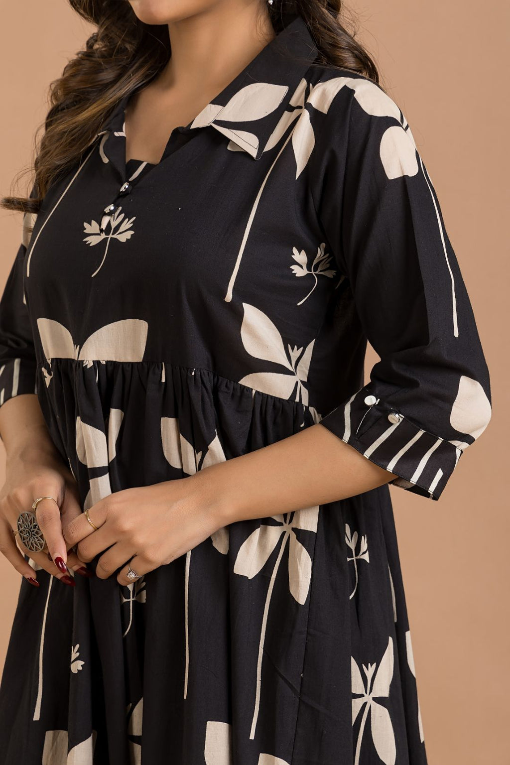 Black Floral Print Dress