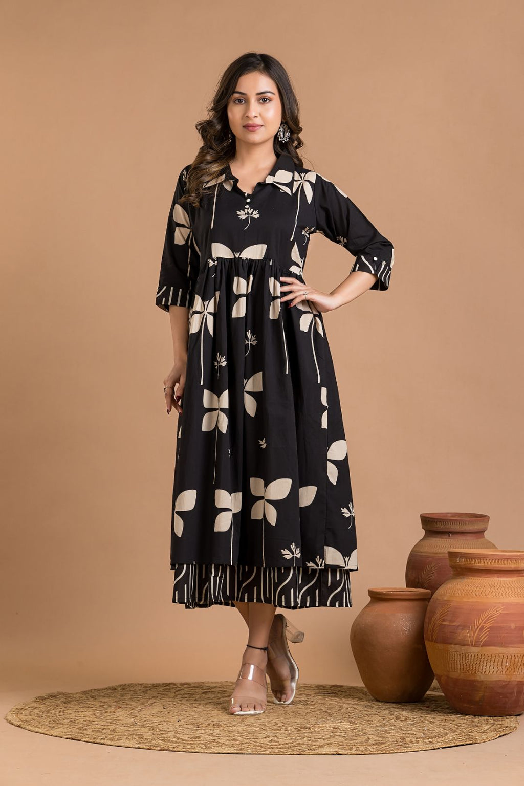 Black Floral Print Dress