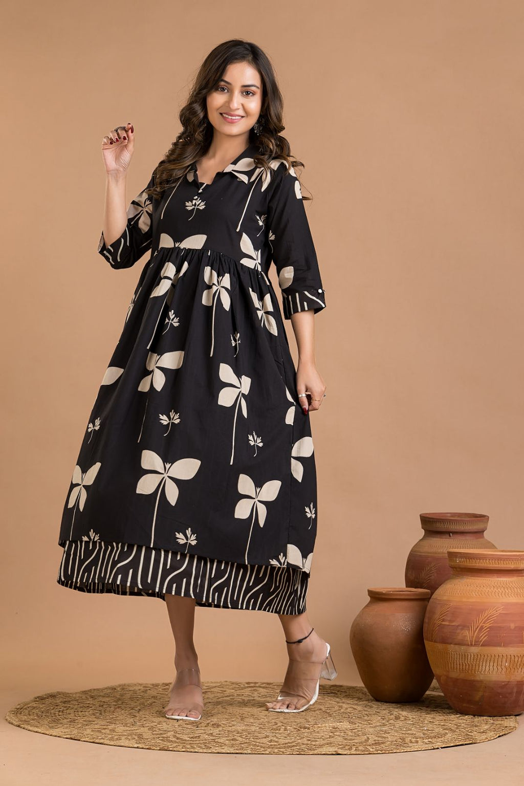 Black Floral Print Dress