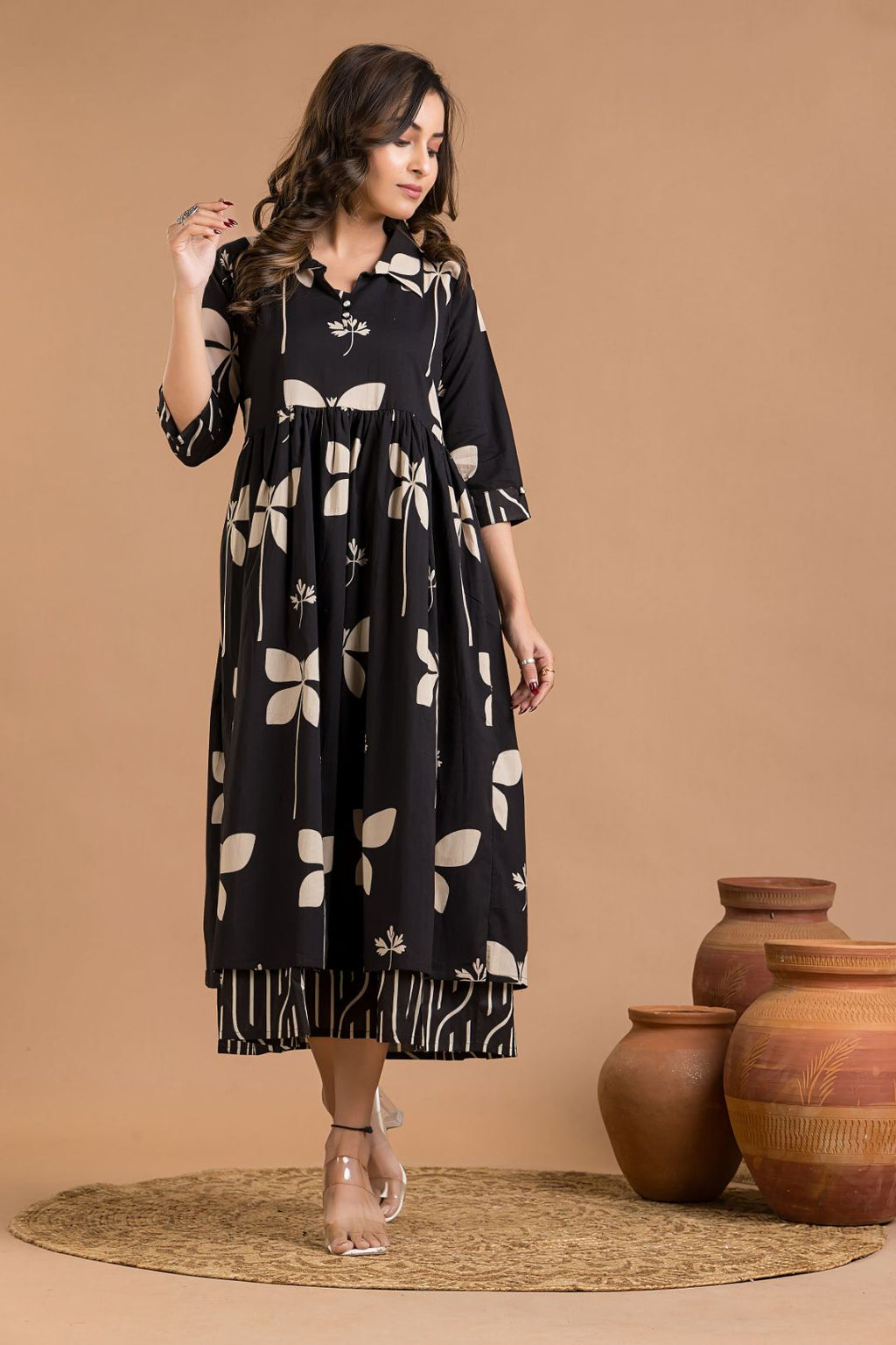 Black Floral Print Dress